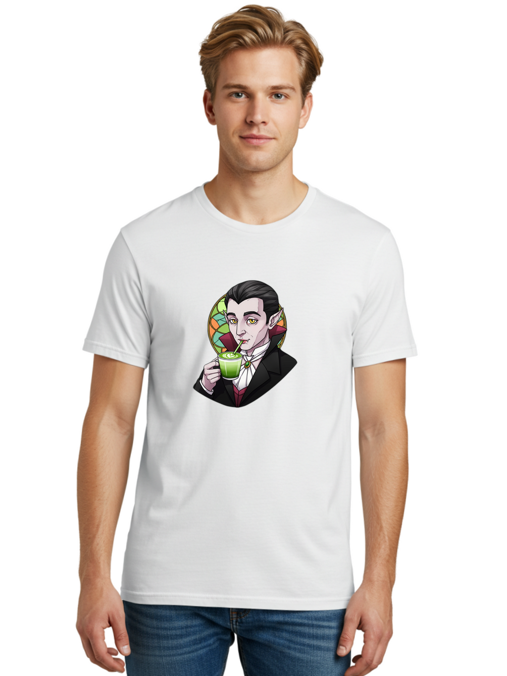 Vampire-Drinking-Matcha-3 Men'S Graphic Tee, 100% Cotton, Comfortable Casual Summer Wear, Machine Washable, Vintage Camera, Old Camera, Antique Camera, Black Camera, Classic Photography, Photography Equipment, Nostalgic Device, Film Camera, Ban897