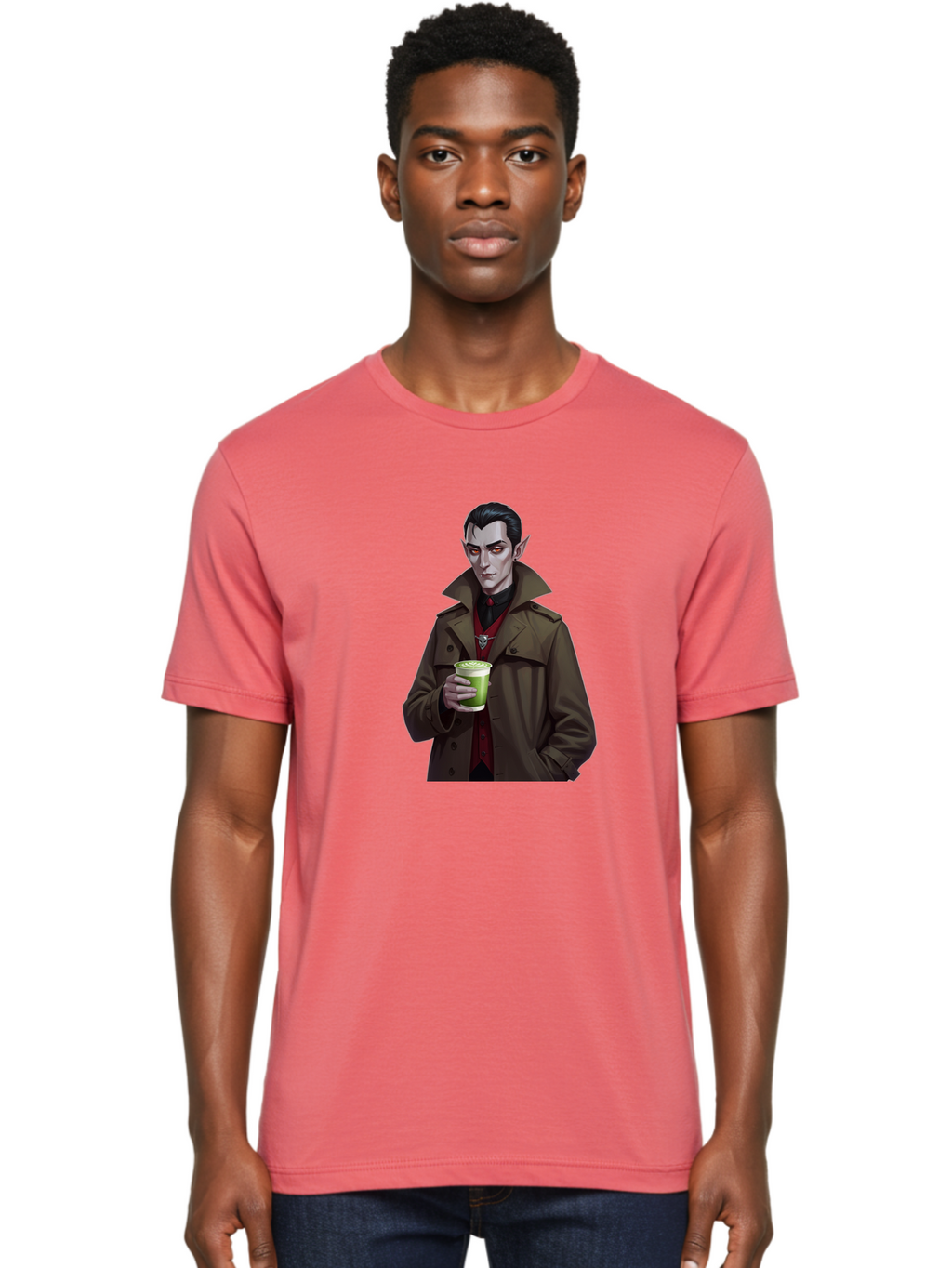 Vampire-Drinking-Matcha-4 Men'S Graphic Tee, 100% Cotton, Comfortable Casual Summer Wear, Machine Washable, Vintage Camera, Old Camera, Antique Camera, Black Camera, Classic Photography, Photography Equipment, Nostalgic Device, Film Camera, Ban898