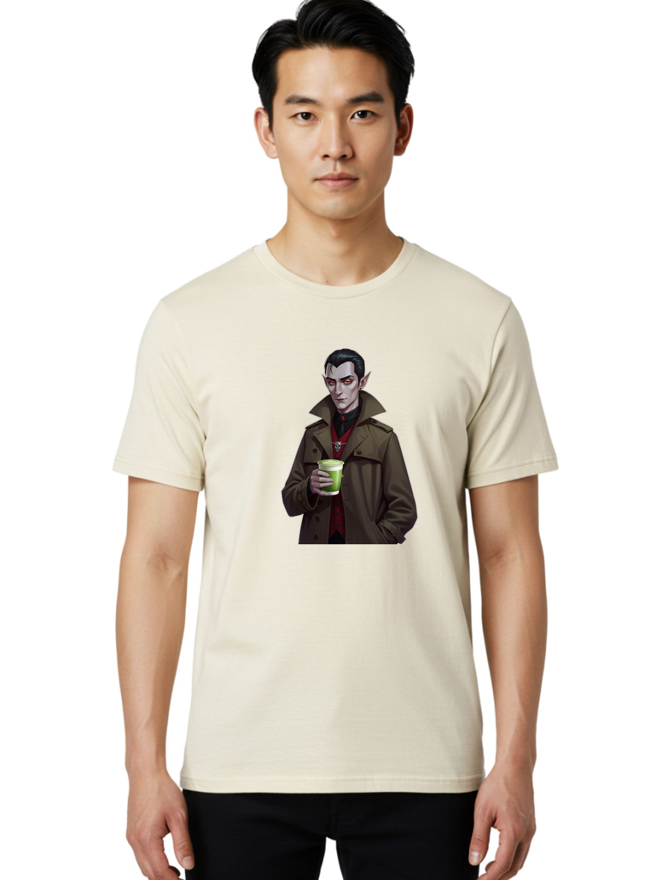 Vampire-Drinking-Matcha-4 Men'S Graphic Tee, 100% Cotton, Comfortable Casual Summer Wear, Machine Washable, Vintage Camera, Old Camera, Antique Camera, Black Camera, Classic Photography, Photography Equipment, Nostalgic Device, Film Camera, Ban898