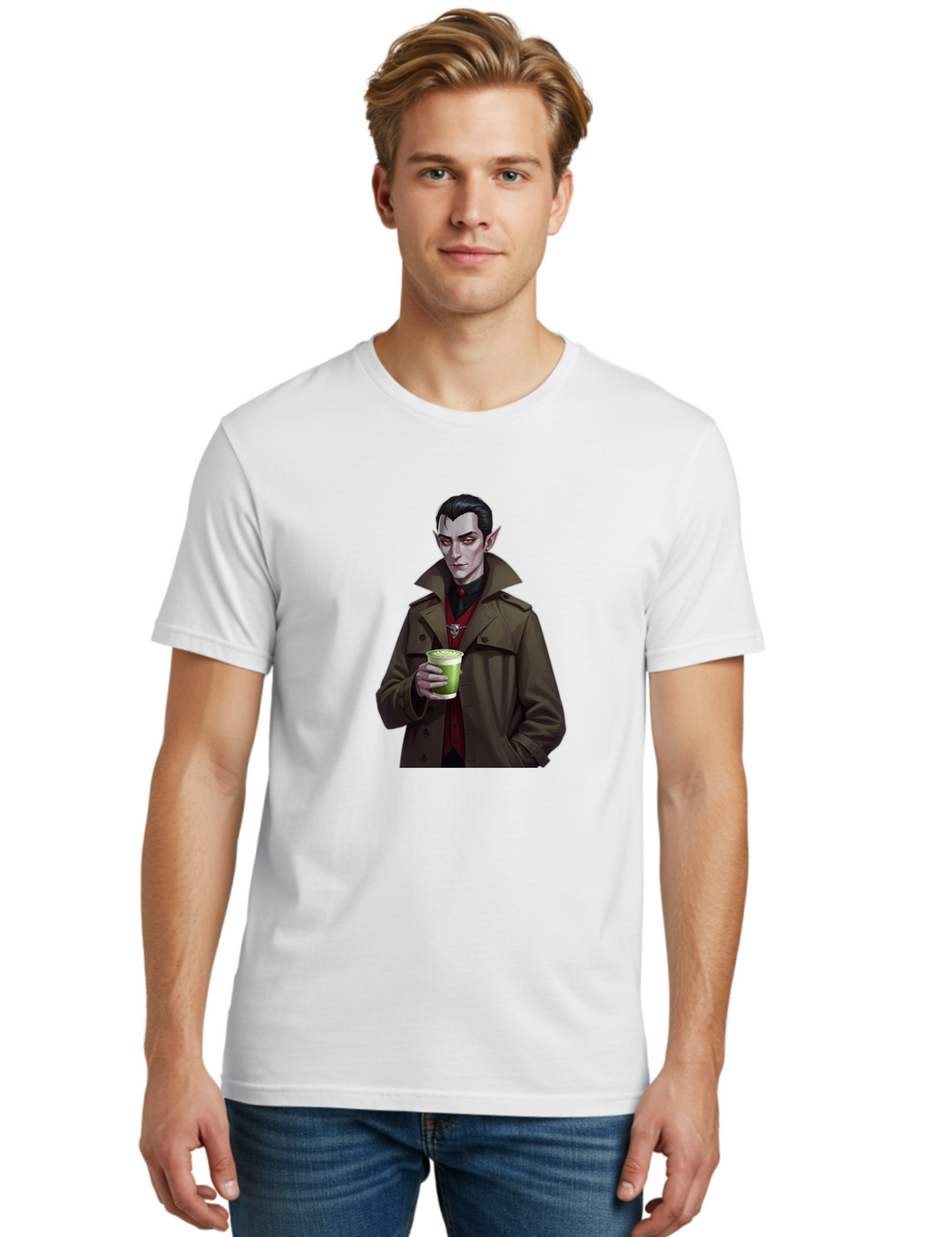 Vampire-Drinking-Matcha-4 Men'S Graphic Tee, 100% Cotton, Comfortable Casual Summer Wear, Machine Washable, Vintage Camera, Old Camera, Antique Camera, Black Camera, Classic Photography, Photography Equipment, Nostalgic Device, Film Camera, Ban898