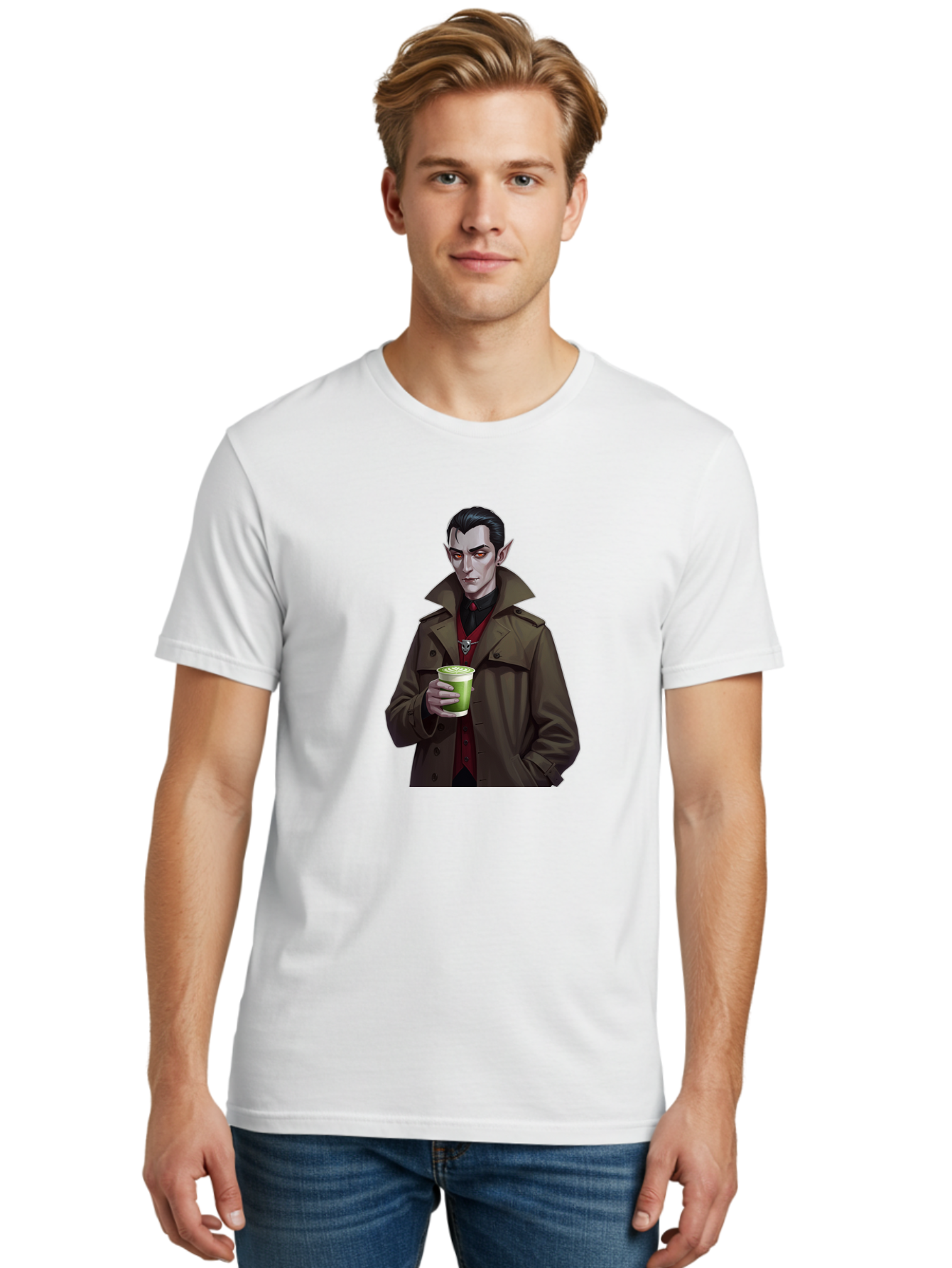 Vampire-Drinking-Matcha-4 Men'S Graphic Tee, 100% Cotton, Comfortable Casual Summer Wear, Machine Washable, Vintage Camera, Old Camera, Antique Camera, Black Camera, Classic Photography, Photography Equipment, Nostalgic Device, Film Camera, Ban898