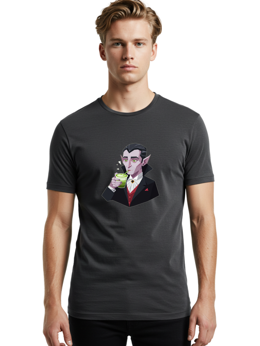 Vampire-Drinking-Matcha-5 Men'S Graphic Tee, 100% Cotton, Comfortable Casual Summer Wear, Machine Washable, Vintage Camera, Old Camera, Antique Camera, Black Camera, Classic Photography, Photography Equipment, Nostalgic Device, Film Camera, Ban899