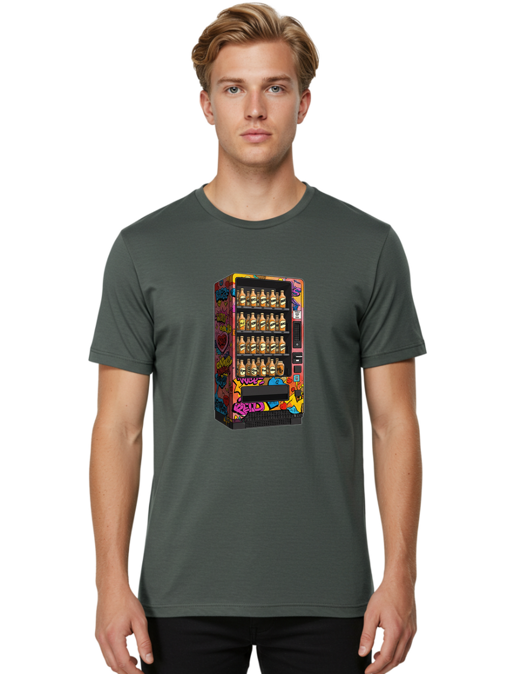 Vending-Machine-Graffiti Men'S Graphic Tee, 100% Cotton, Comfortable Casual Summer Wear, Machine Washable, Vintage Camera, Old Camera, Antique Camera, Black Camera, Classic Photography, Photography Equipment, Nostalgic Device, Film Camera, Ban909