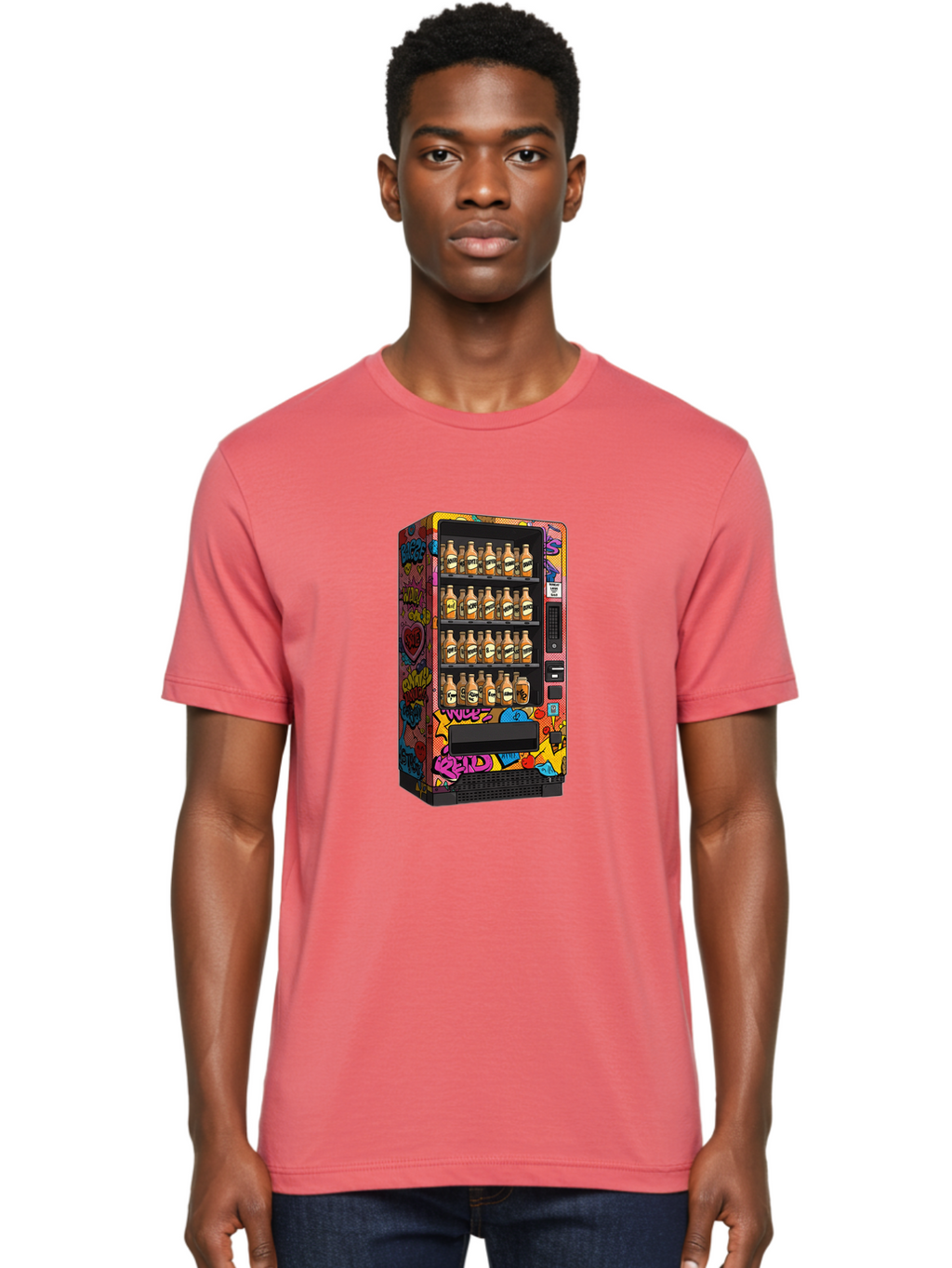 Vending-Machine-Graffiti Men'S Graphic Tee, 100% Cotton, Comfortable Casual Summer Wear, Machine Washable, Vintage Camera, Old Camera, Antique Camera, Black Camera, Classic Photography, Photography Equipment, Nostalgic Device, Film Camera, Ban909