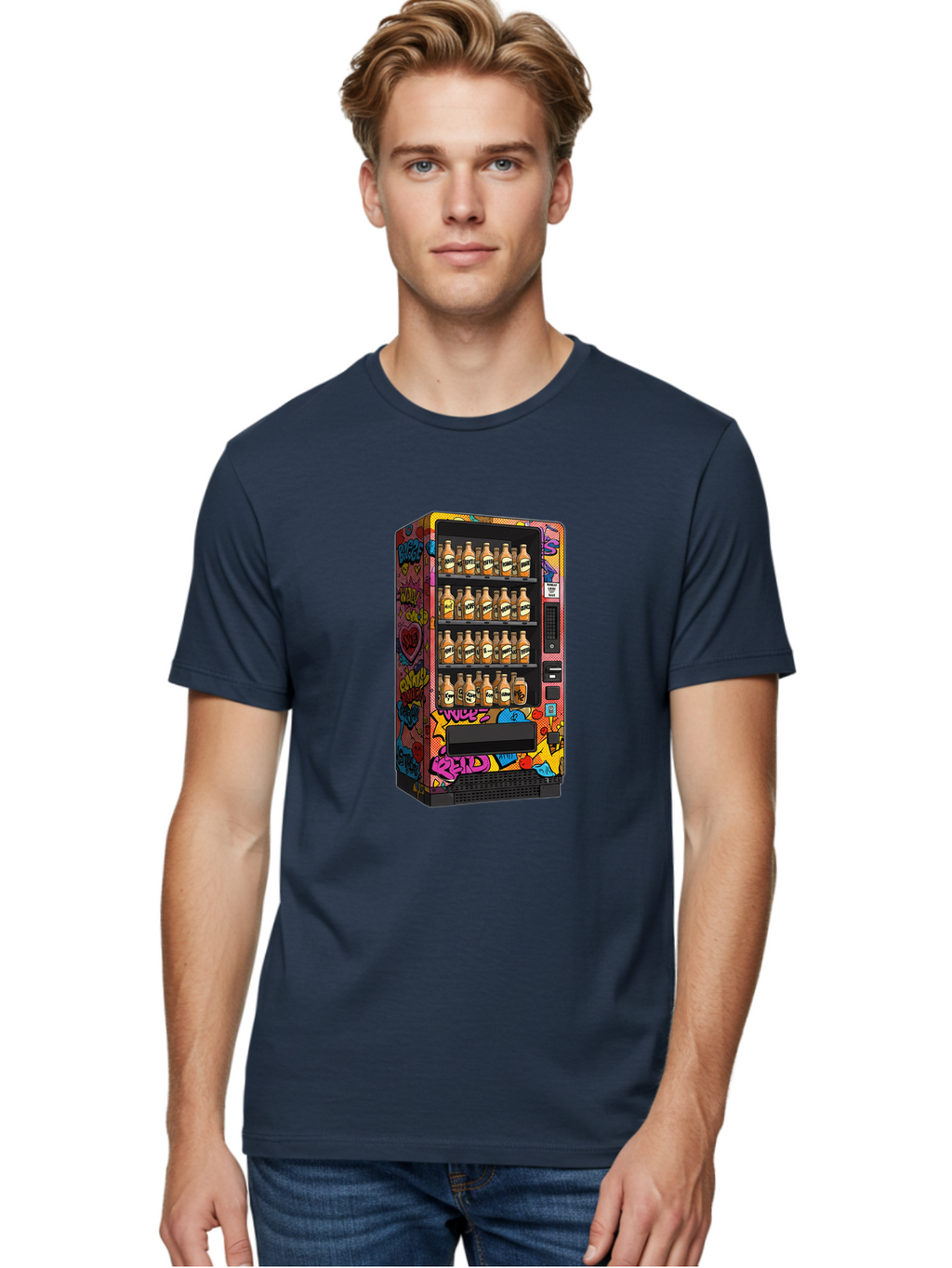 Vending-Machine-Graffiti Men'S Graphic Tee, 100% Cotton, Comfortable Casual Summer Wear, Machine Washable, Vintage Camera, Old Camera, Antique Camera, Black Camera, Classic Photography, Photography Equipment, Nostalgic Device, Film Camera, Ban909