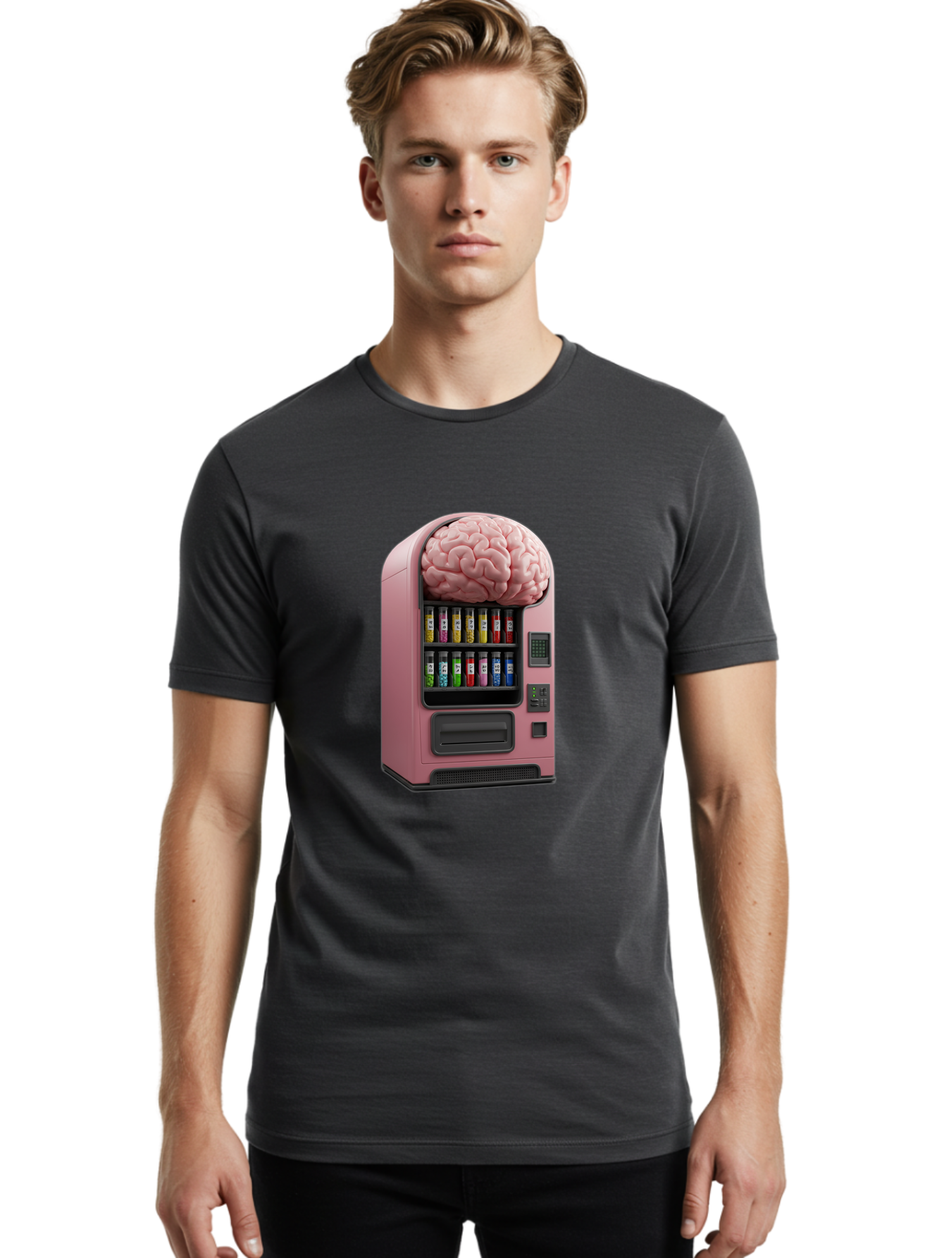 Vending-Machine-With-Brain Men'S Graphic Tee, 100% Cotton, Comfortable Casual Summer Wear, Machine Washable, Vintage Camera, Old Camera, Antique Camera, Black Camera, Classic Photography, Photography Equipment, Nostalgic Device, Film Camera, Ban910