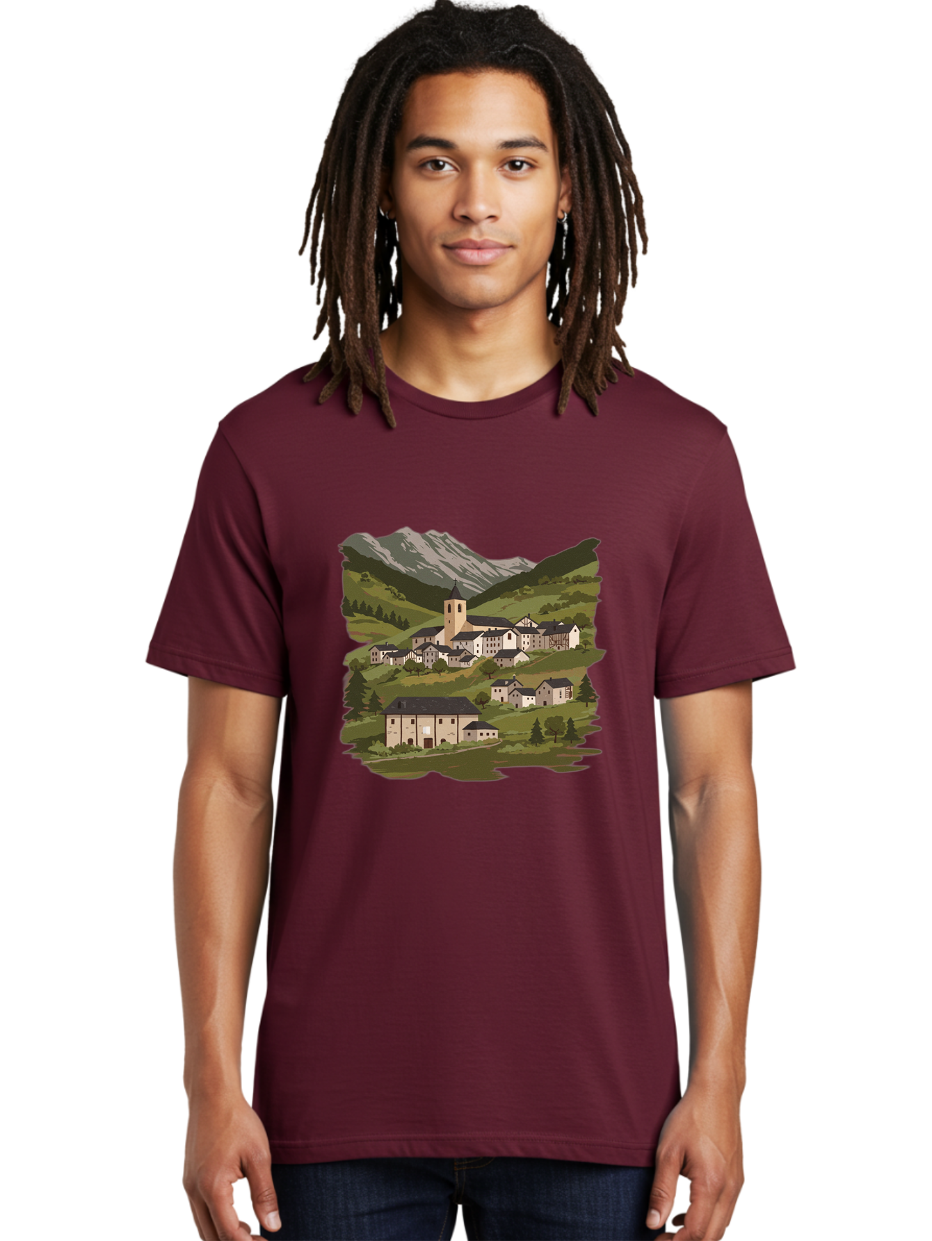 Village-Scene Men'S Graphic Tee, 100% Cotton, Comfortable Casual Summer Wear, Machine Washable, Vintage Camera, Old Camera, Antique Camera, Black Camera, Classic Photography, Photography Equipment, Nostalgic Device, Film Camera, Camera Art Ban913