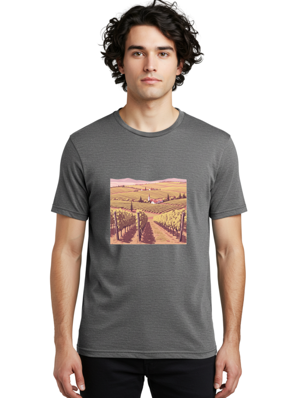 Vineyard-Landscape Men'S Graphic Tee, 100% Cotton, Comfortable Casual Summer Wear, Machine Washable, Vintage Camera, Old Camera, Antique Camera, Black Camera, Classic Photography, Photography Equipment, Nostalgic Device, Film Camera, Ban914