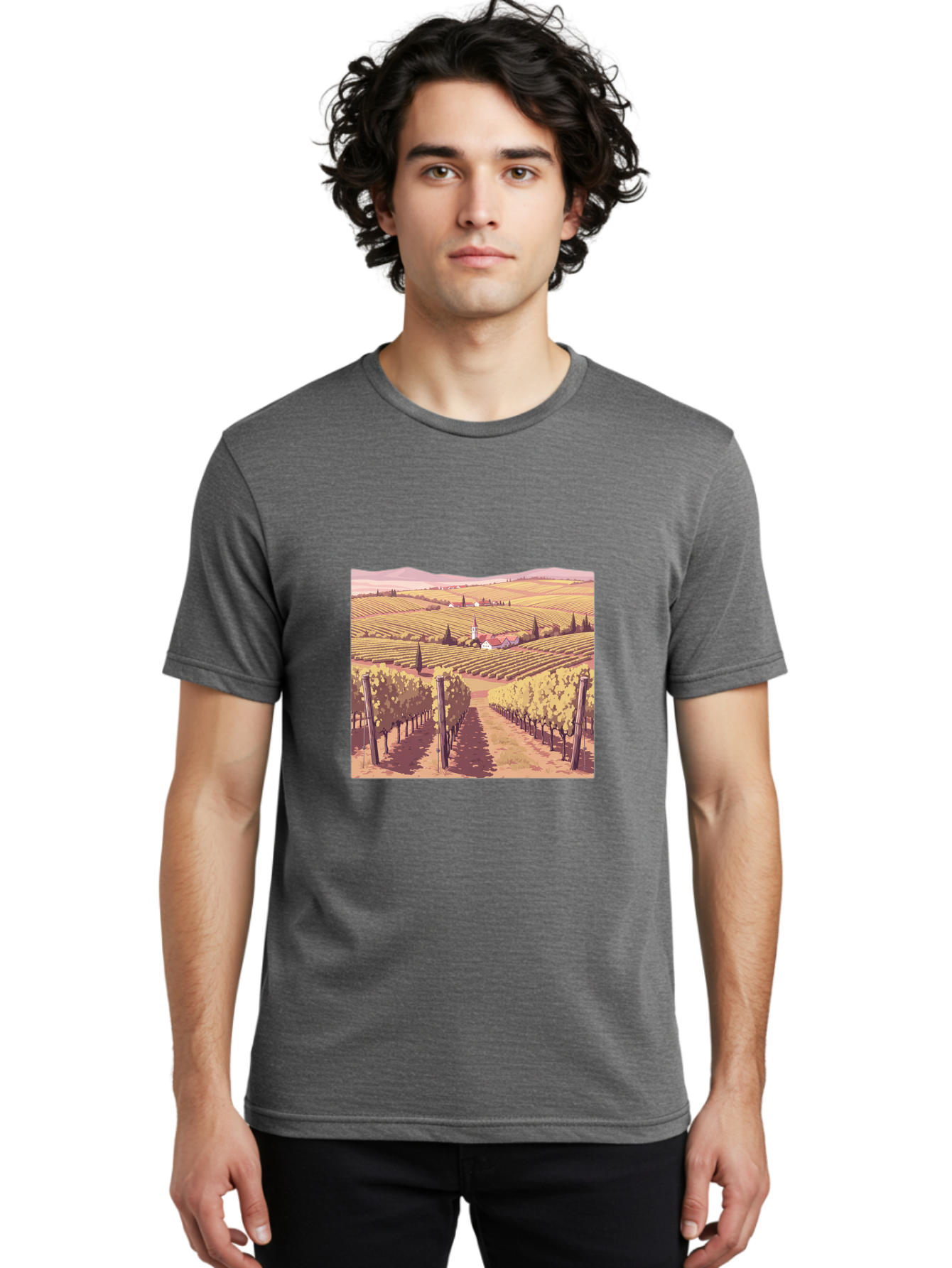Vineyard-Landscape Men'S Graphic Tee, 100% Cotton, Comfortable Casual Summer Wear, Machine Washable, Vintage Camera, Old Camera, Antique Camera, Black Camera, Classic Photography, Photography Equipment, Nostalgic Device, Film Camera, Ban914