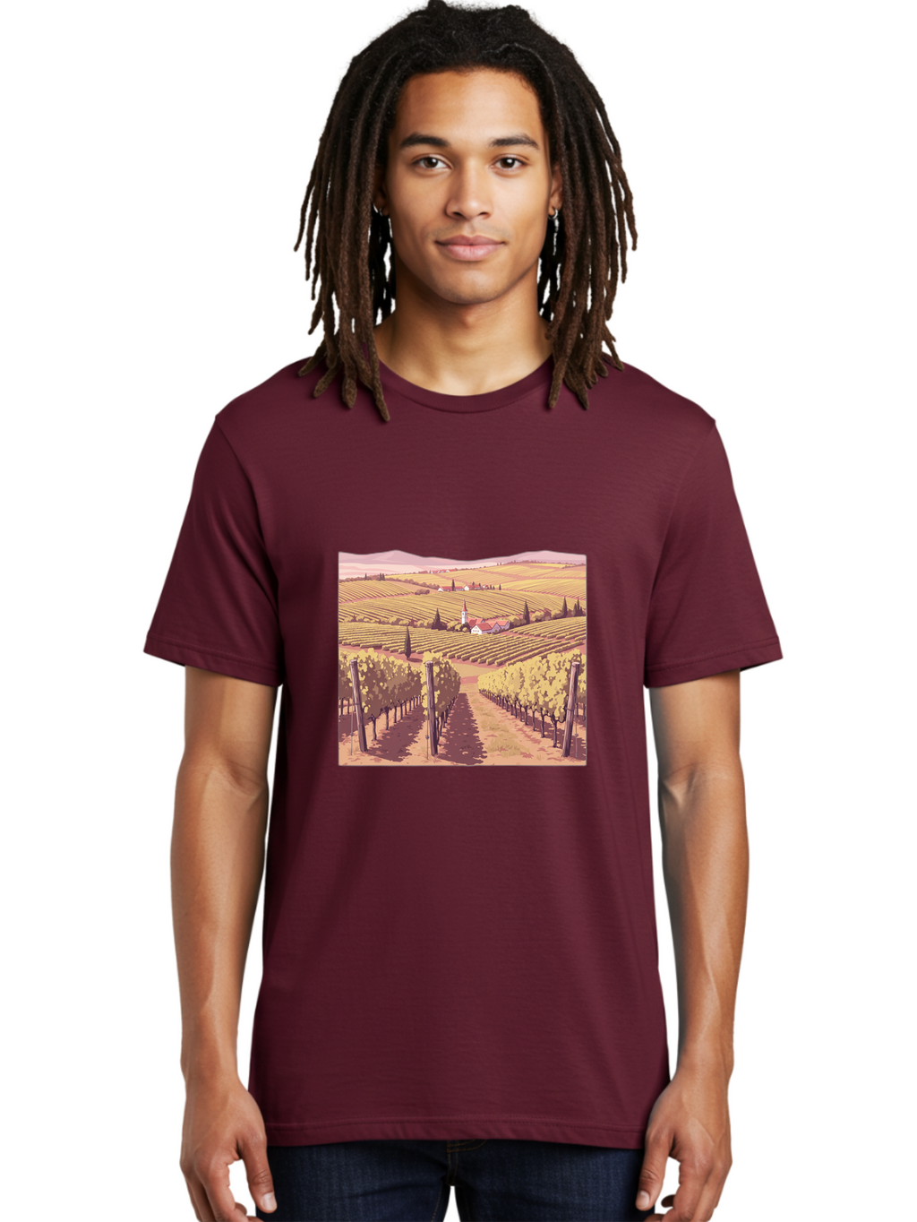 Vineyard-Landscape Men'S Graphic Tee, 100% Cotton, Comfortable Casual Summer Wear, Machine Washable, Vintage Camera, Old Camera, Antique Camera, Black Camera, Classic Photography, Photography Equipment, Nostalgic Device, Film Camera, Ban914