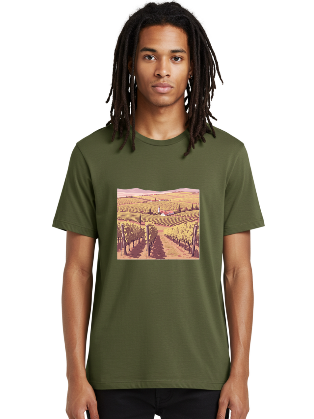 Vineyard-Landscape Men'S Graphic Tee, 100% Cotton, Comfortable Casual Summer Wear, Machine Washable, Vintage Camera, Old Camera, Antique Camera, Black Camera, Classic Photography, Photography Equipment, Nostalgic Device, Film Camera, Ban914
