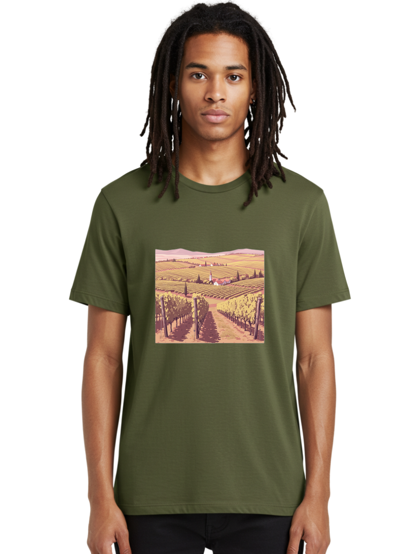 Vineyard-Landscape Men'S Graphic Tee, 100% Cotton, Comfortable Casual Summer Wear, Machine Washable, Vintage Camera, Old Camera, Antique Camera, Black Camera, Classic Photography, Photography Equipment, Nostalgic Device, Film Camera, Ban914