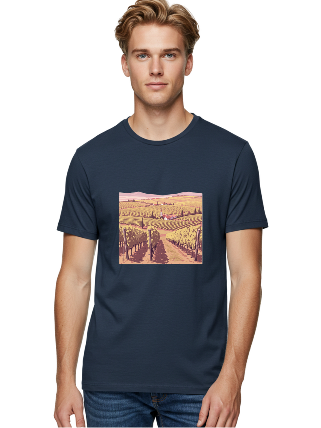 Vineyard-Landscape Men'S Graphic Tee, 100% Cotton, Comfortable Casual Summer Wear, Machine Washable, Vintage Camera, Old Camera, Antique Camera, Black Camera, Classic Photography, Photography Equipment, Nostalgic Device, Film Camera, Ban914