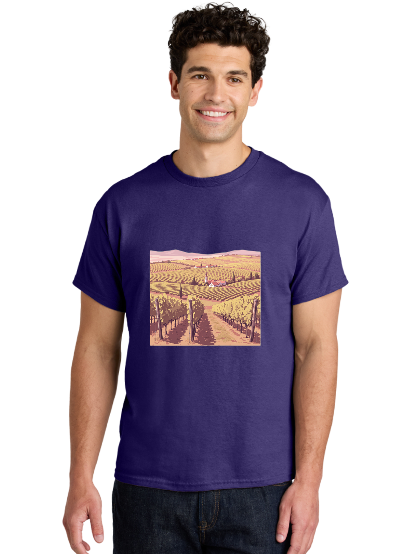 Vineyard-Landscape Men'S Graphic Tee, 100% Cotton, Comfortable Casual Summer Wear, Machine Washable, Vintage Camera, Old Camera, Antique Camera, Black Camera, Classic Photography, Photography Equipment, Nostalgic Device, Film Camera, Ban914