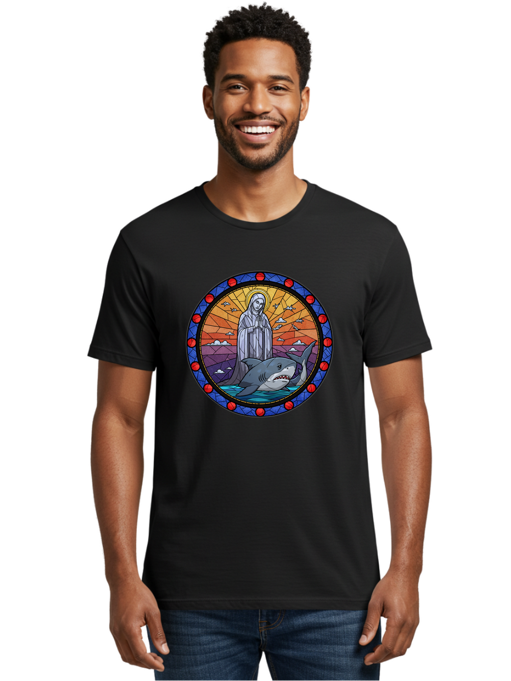 Virgin-Mary-With-Shark Men'S Graphic Tee, 100% Cotton, Comfortable Casual Summer Wear, Machine Washable, Vintage Camera, Old Camera, Antique Camera, Black Camera, Classic Photography, Photography Equipment, Nostalgic Device, Film Camera, Ban924