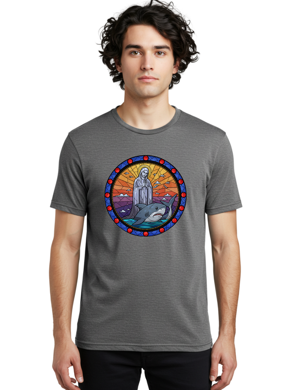 Virgin-Mary-With-Shark Men'S Graphic Tee, 100% Cotton, Comfortable Casual Summer Wear, Machine Washable, Vintage Camera, Old Camera, Antique Camera, Black Camera, Classic Photography, Photography Equipment, Nostalgic Device, Film Camera, Ban924