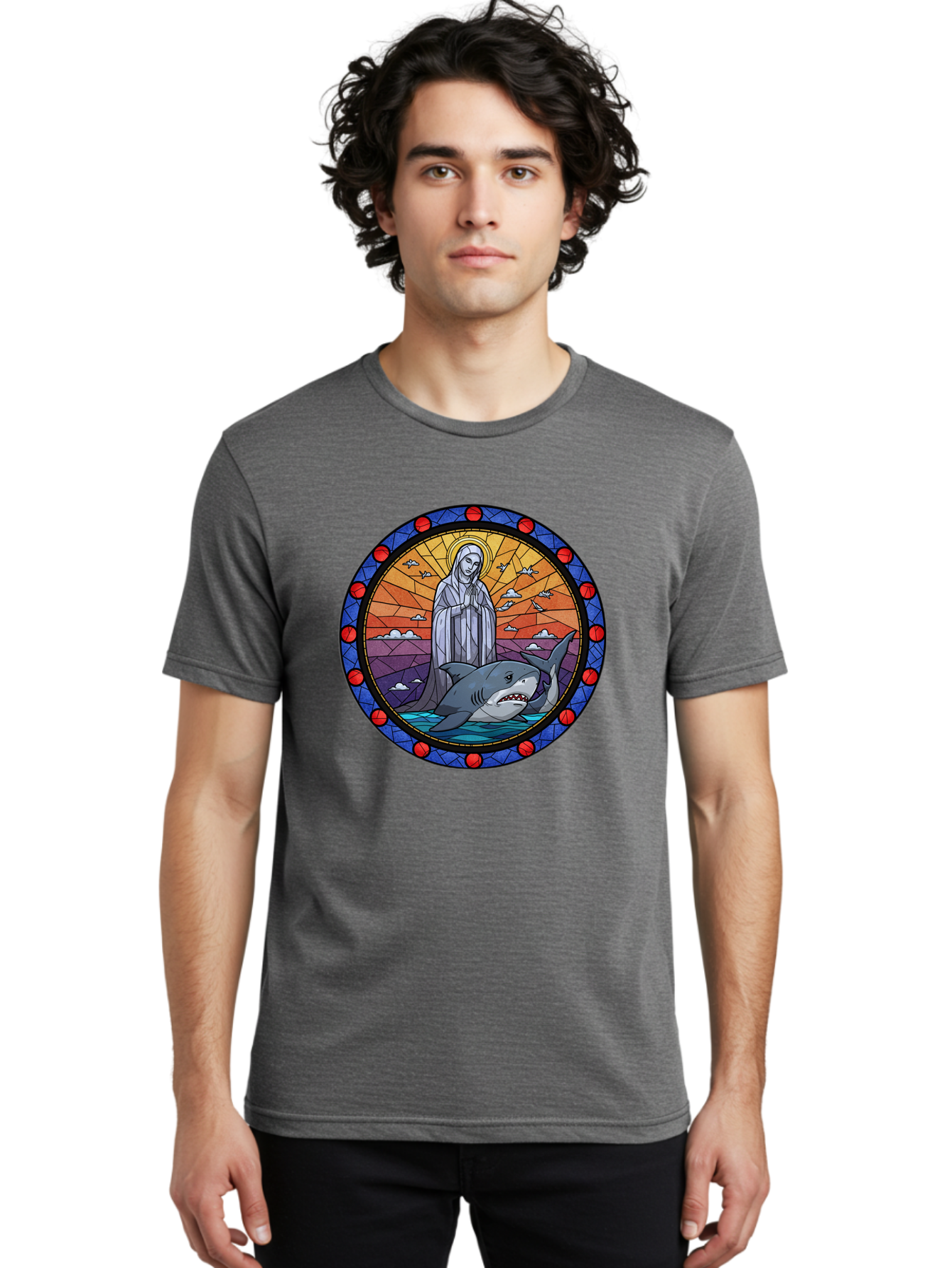 Virgin-Mary-With-Shark Men'S Graphic Tee, 100% Cotton, Comfortable Casual Summer Wear, Machine Washable, Vintage Camera, Old Camera, Antique Camera, Black Camera, Classic Photography, Photography Equipment, Nostalgic Device, Film Camera, Ban924