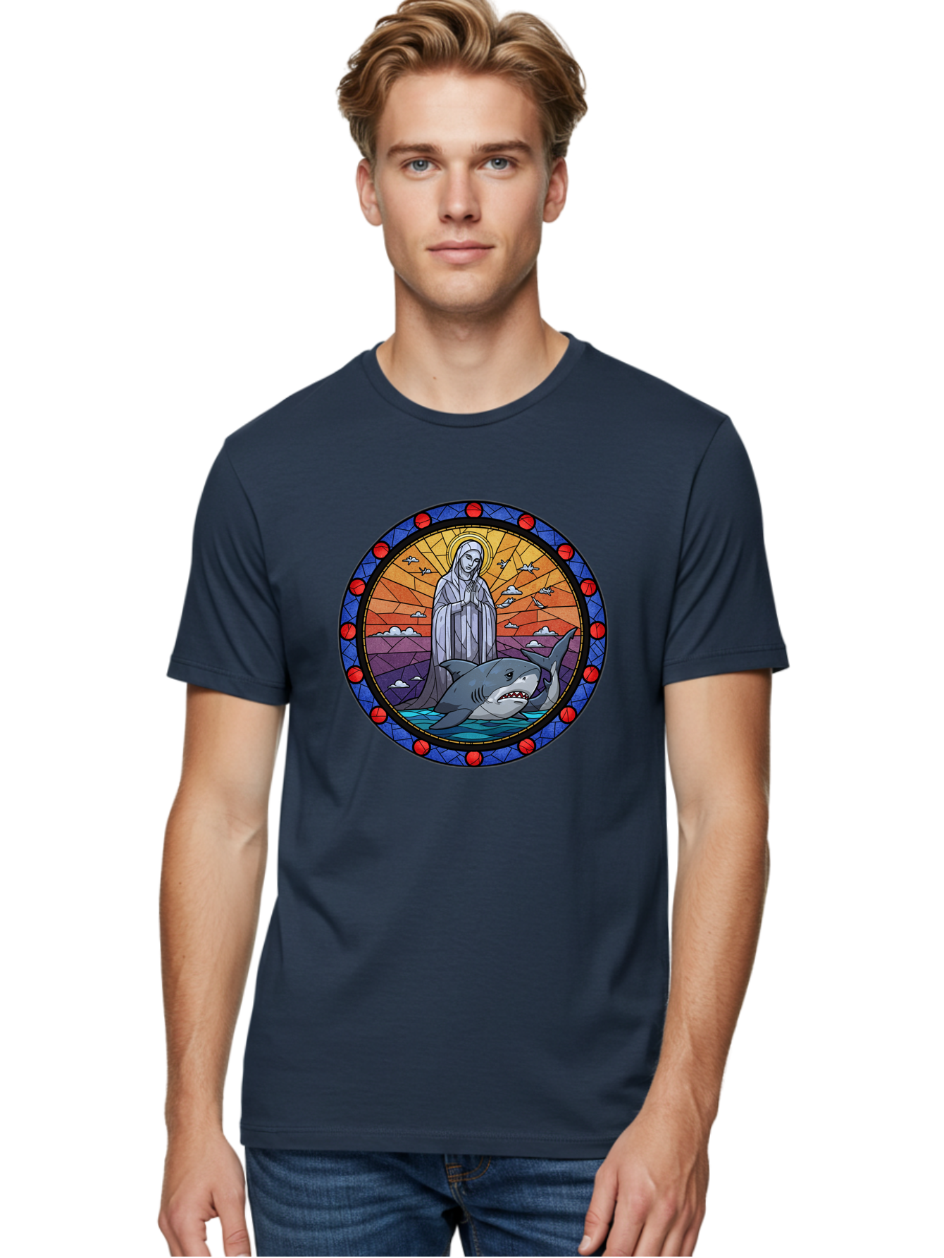 Virgin-Mary-With-Shark Men'S Graphic Tee, 100% Cotton, Comfortable Casual Summer Wear, Machine Washable, Vintage Camera, Old Camera, Antique Camera, Black Camera, Classic Photography, Photography Equipment, Nostalgic Device, Film Camera, Ban924