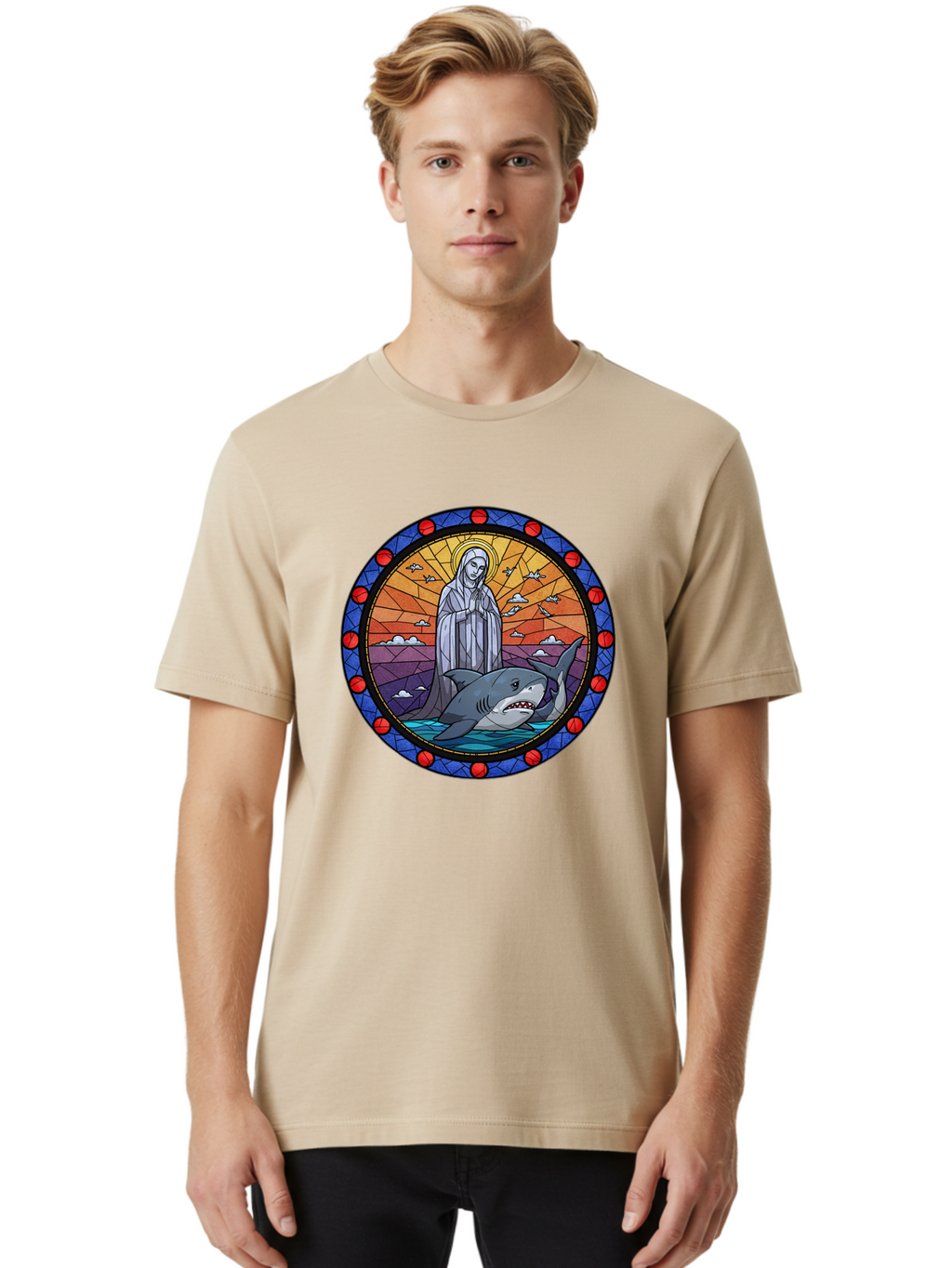 Virgin-Mary-With-Shark Men'S Graphic Tee, 100% Cotton, Comfortable Casual Summer Wear, Machine Washable, Vintage Camera, Old Camera, Antique Camera, Black Camera, Classic Photography, Photography Equipment, Nostalgic Device, Film Camera, Ban924