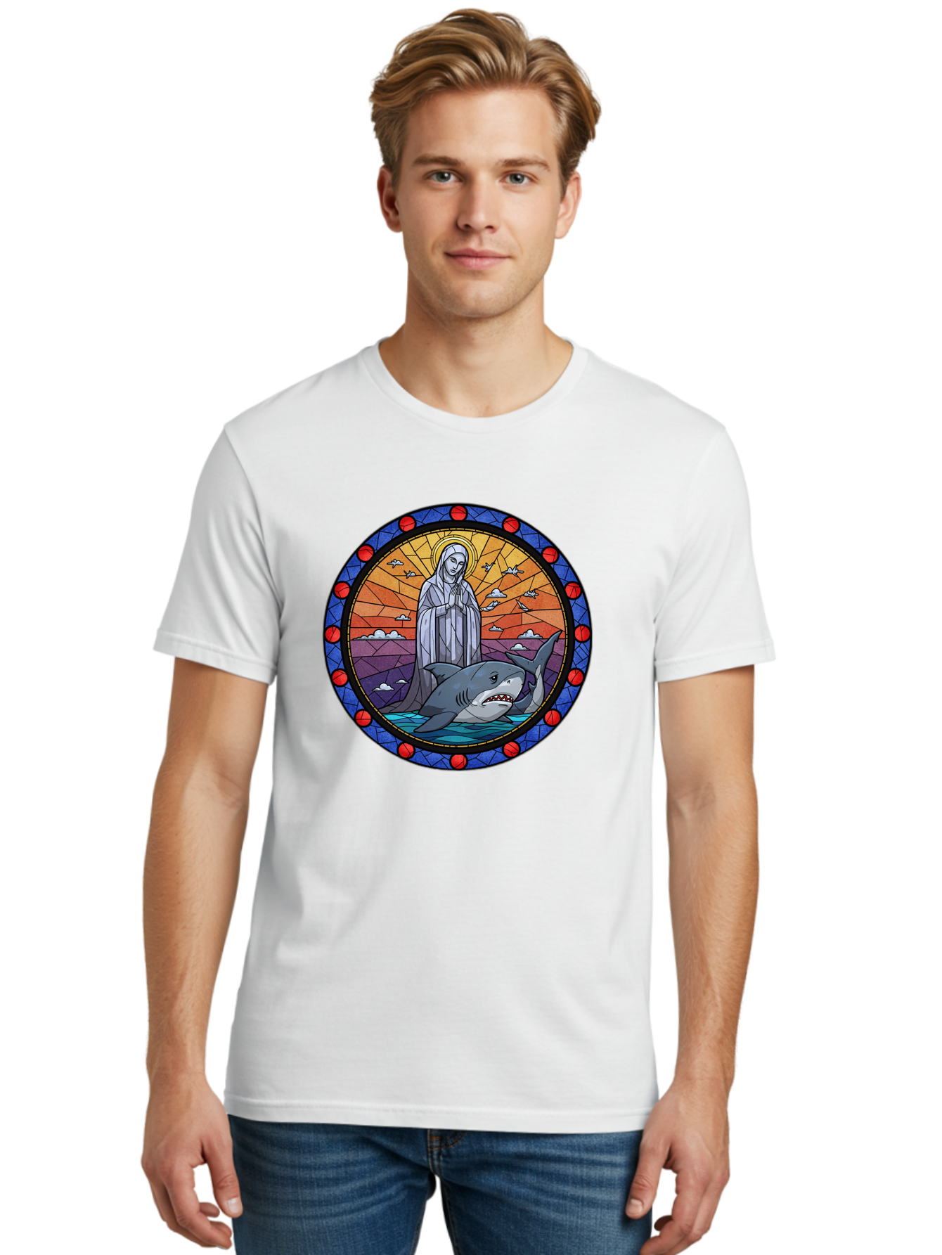 Virgin-Mary-With-Shark Men'S Graphic Tee, 100% Cotton, Comfortable Casual Summer Wear, Machine Washable, Vintage Camera, Old Camera, Antique Camera, Black Camera, Classic Photography, Photography Equipment, Nostalgic Device, Film Camera, Ban924