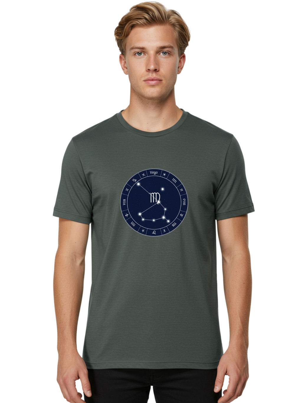 Virgo-Zodiac-Circle Men'S Graphic Tee, 100% Cotton, Comfortable Casual Summer Wear, Machine Washable, Vintage Camera, Old Camera, Antique Camera, Black Camera, Classic Photography, Photography Equipment, Nostalgic Device, Film Camera, Ban929