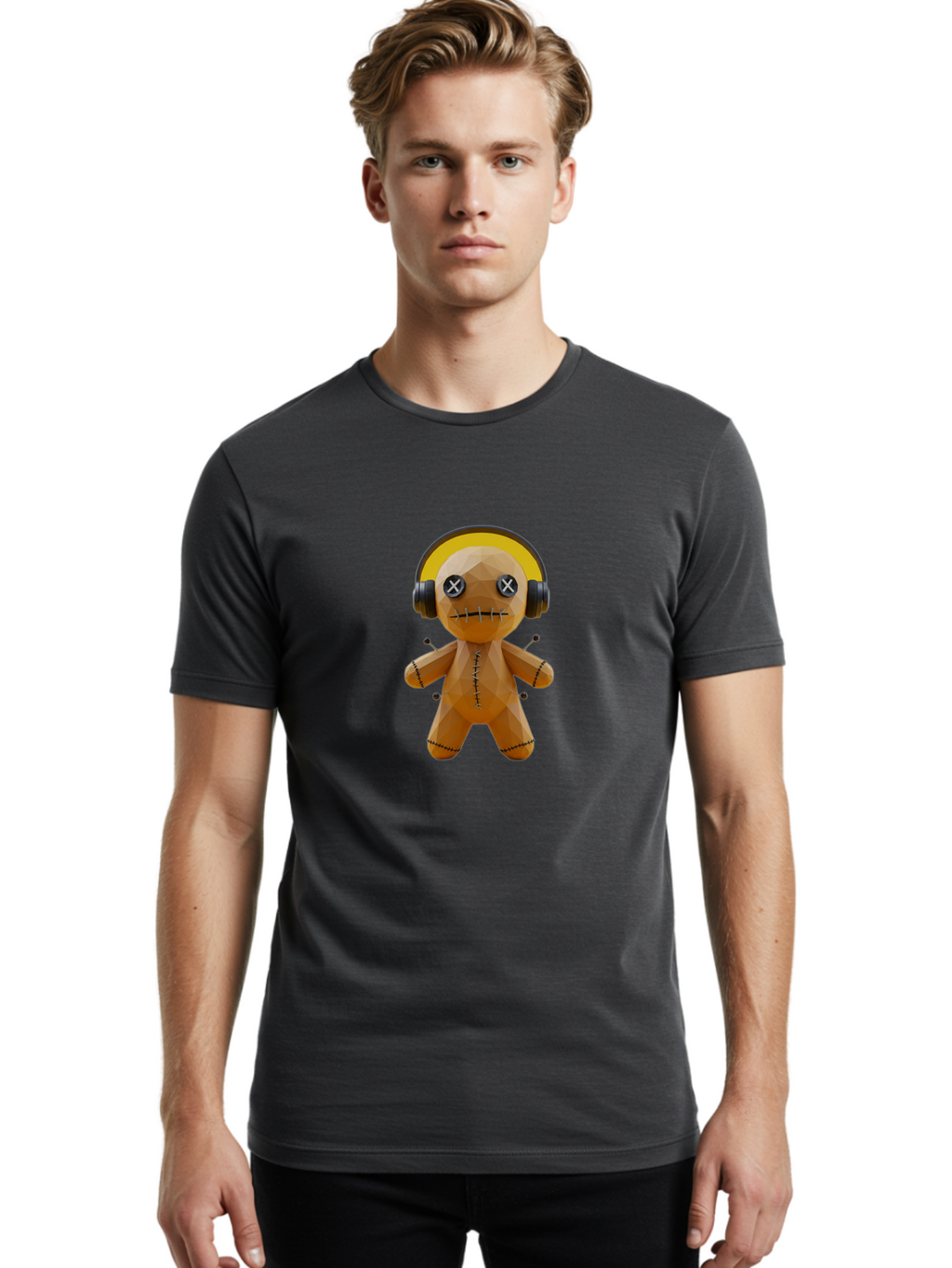 Voodoo-Doll-Headphones-1 Men'S Graphic Tee, 100% Cotton, Comfortable Casual Summer Wear, Machine Washable, Vintage Camera, Old Camera, Antique Camera, Black Camera, Classic Photography, Photography Equipment, Nostalgic Device, Film Camera, Ban938
