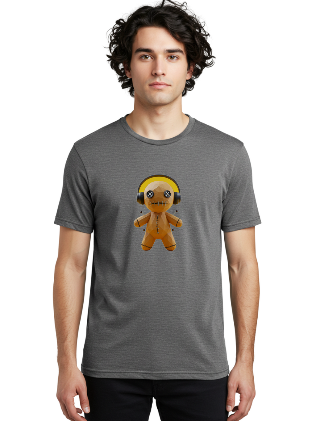 Voodoo-Doll-Headphones-1 Men'S Graphic Tee, 100% Cotton, Comfortable Casual Summer Wear, Machine Washable, Vintage Camera, Old Camera, Antique Camera, Black Camera, Classic Photography, Photography Equipment, Nostalgic Device, Film Camera, Ban938