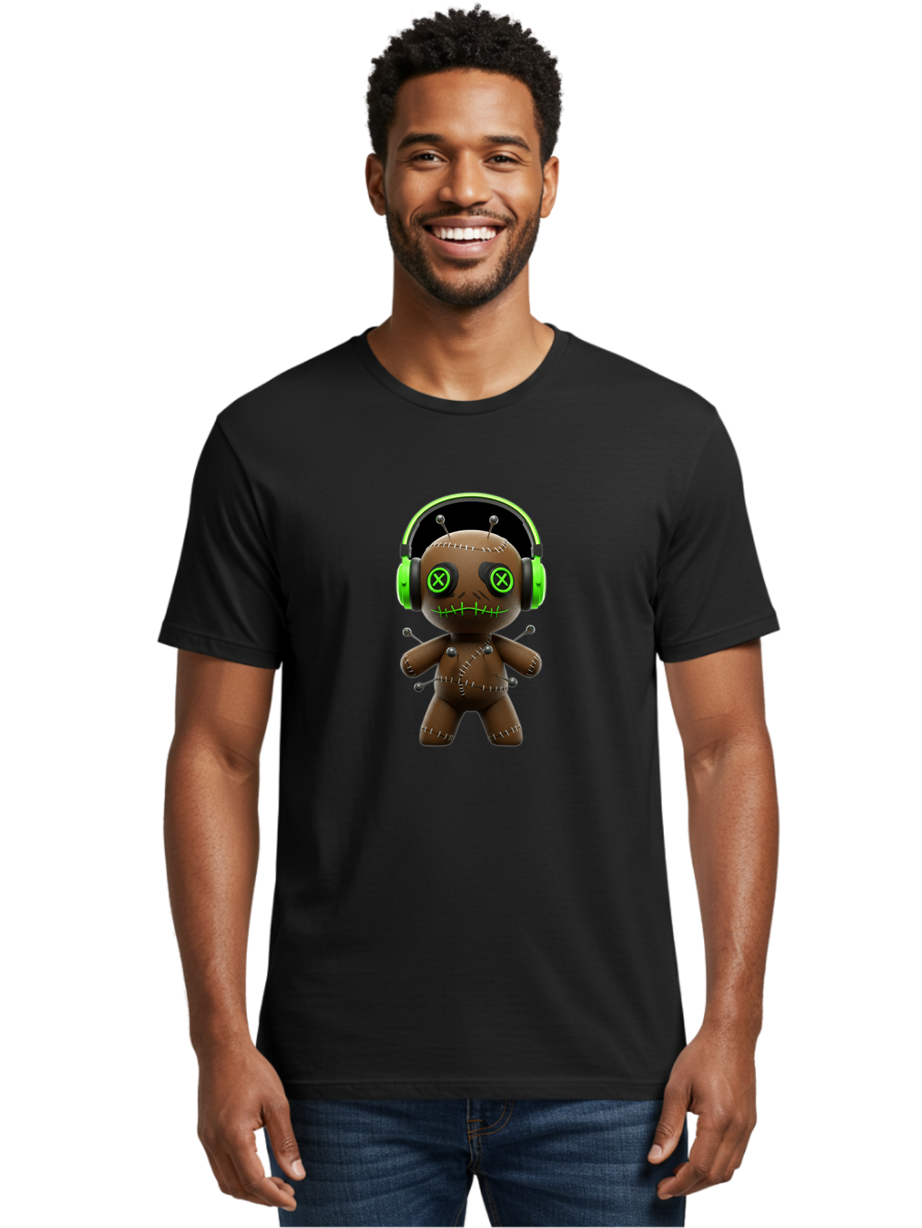 Voodoo-Doll-Headphones Men'S Graphic Tee, 100% Cotton, Comfortable Casual Summer Wear, Machine Washable, Vintage Camera, Old Camera, Antique Camera, Black Camera, Classic Photography, Photography Equipment, Nostalgic Device, Film Camera, Ban940