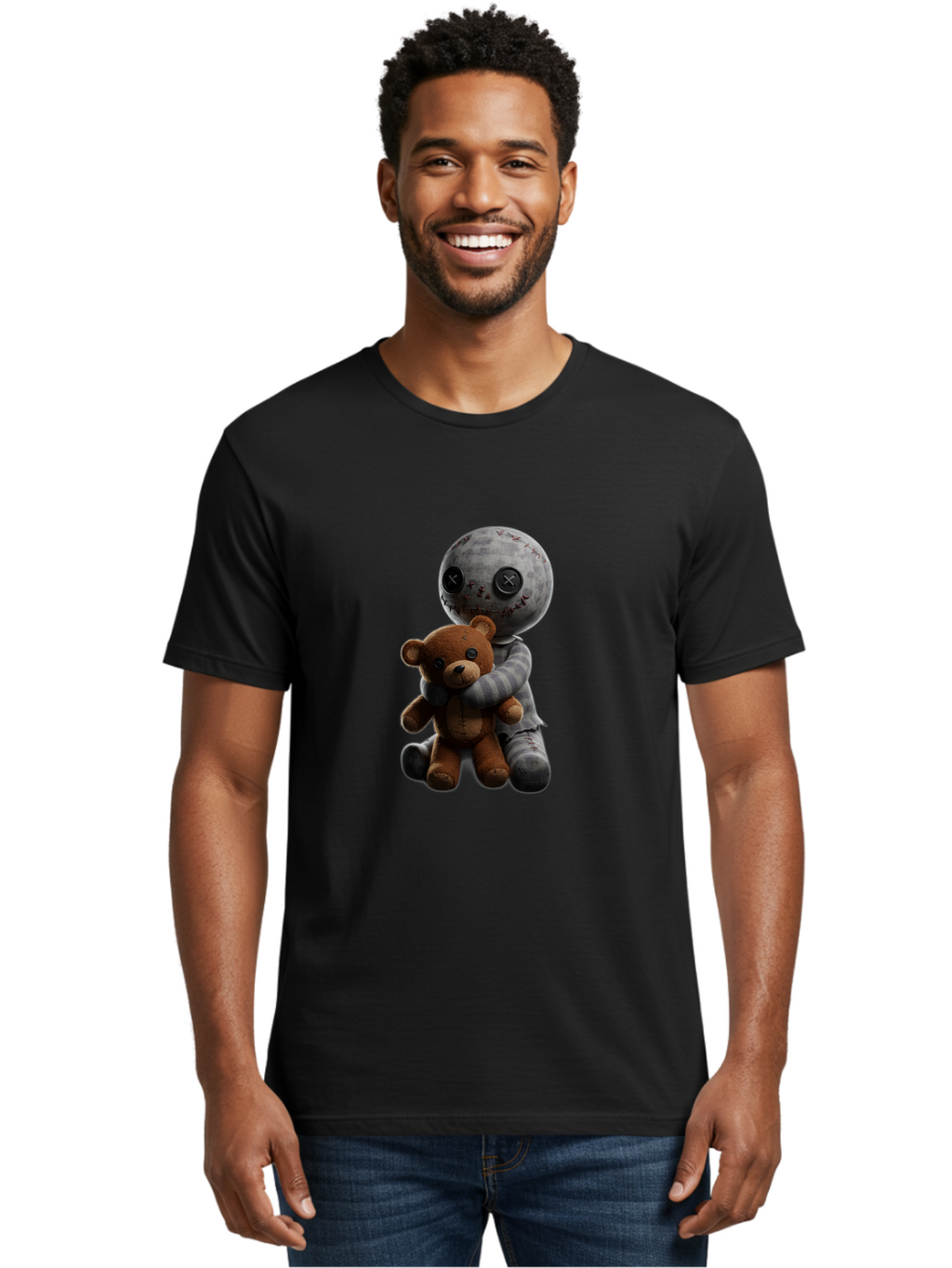 Voodoo-Doll-Hugging-Teddy-Bear Men'S Graphic Tee, 100% Cotton, Comfortable Casual Summer Wear, Machine Washable, Vintage Camera, Old Camera, Antique Camera, Black Camera, Classic Photography, Photography Equipment, Nostalgic Device, Ban941