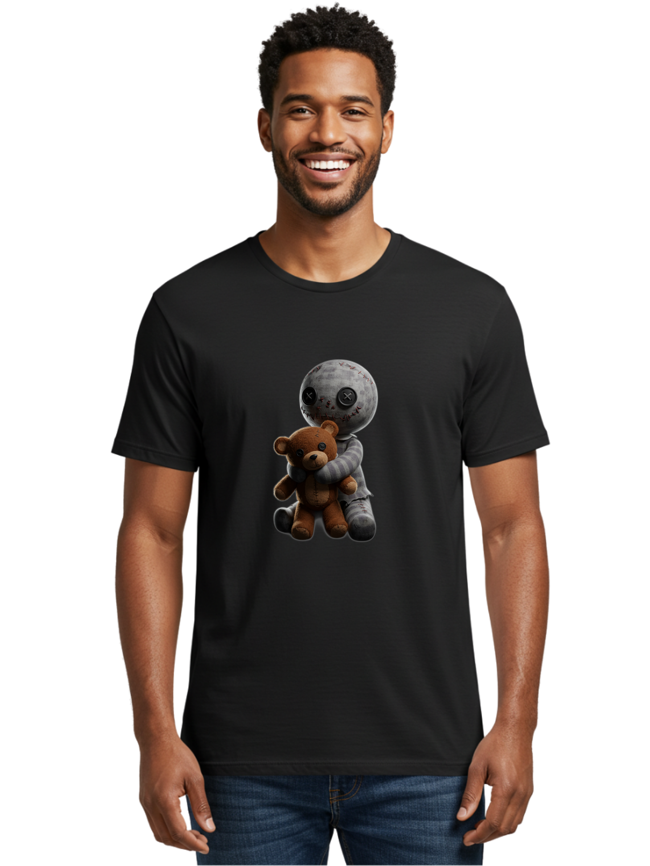 Voodoo-Doll-Hugging-Teddy-Bear Men'S Graphic Tee, 100% Cotton, Comfortable Casual Summer Wear, Machine Washable, Vintage Camera, Old Camera, Antique Camera, Black Camera, Classic Photography, Photography Equipment, Nostalgic Device, Ban941