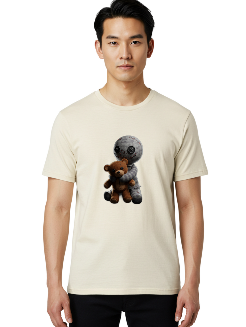 Voodoo-Doll-Hugging-Teddy-Bear Men'S Graphic Tee, 100% Cotton, Comfortable Casual Summer Wear, Machine Washable, Vintage Camera, Old Camera, Antique Camera, Black Camera, Classic Photography, Photography Equipment, Nostalgic Device, Ban941