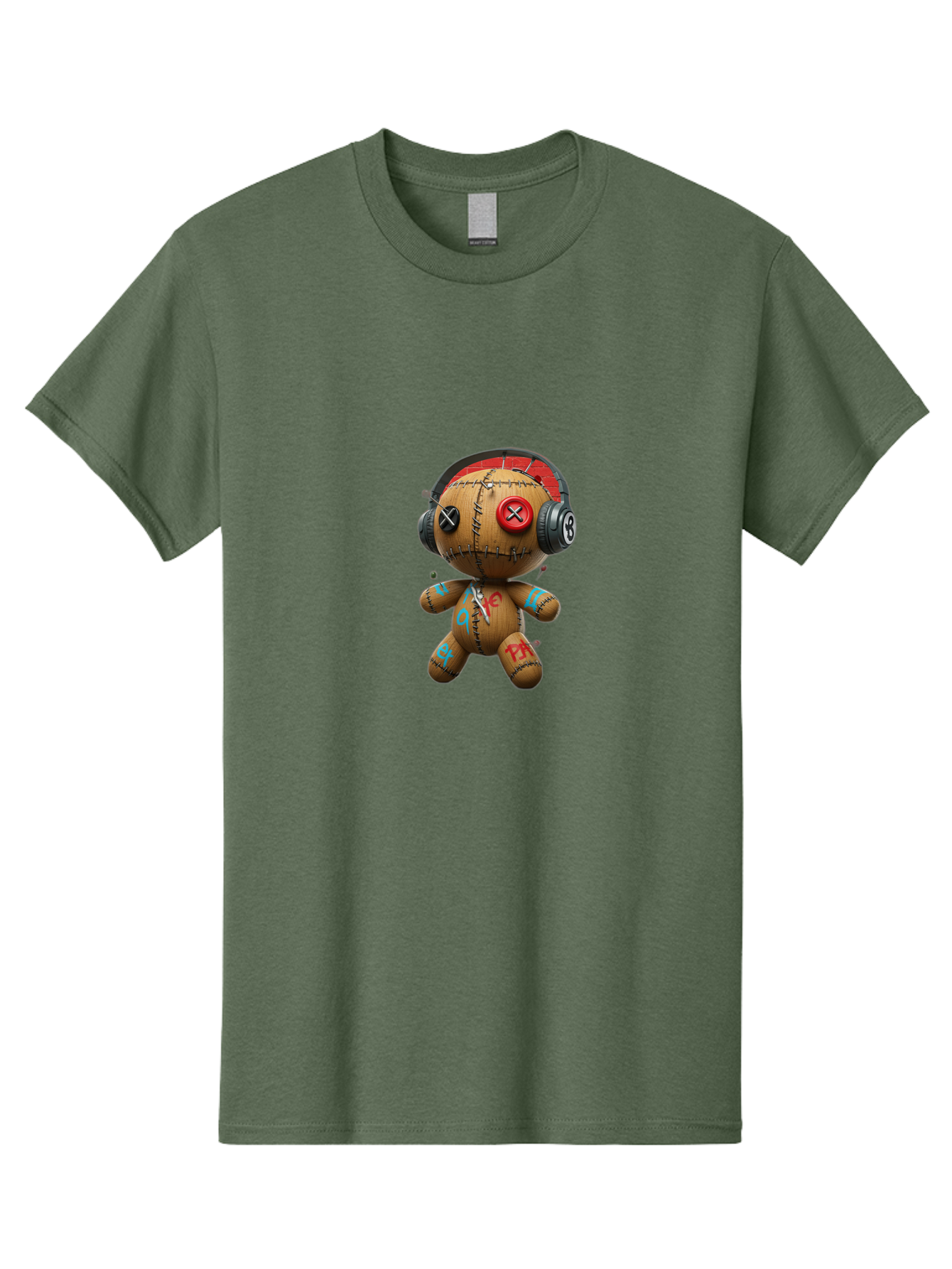 Voodoo-Doll-With-Headphones-2 Men'S Graphic Tee, 100% Cotton, Comfortable Casual Summer Wear, Machine Washable, Vintage Camera, Old Camera, Antique Camera, Black Camera, Classic Photography, Photography Equipment, Nostalgic Device, Ban943