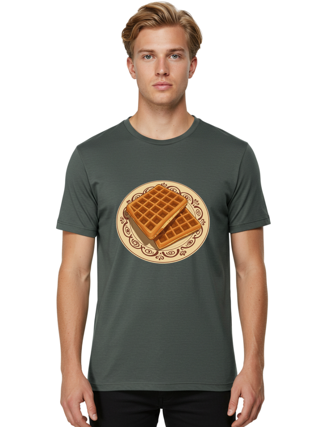 Waffles-On-Plate Men'S Graphic Tee, 100% Cotton, Comfortable Casual Summer Wear, Machine Washable, Vintage Camera, Old Camera, Antique Camera, Black Camera, Classic Photography, Photography Equipment, Nostalgic Device, Film Camera, Camera Art Ban948