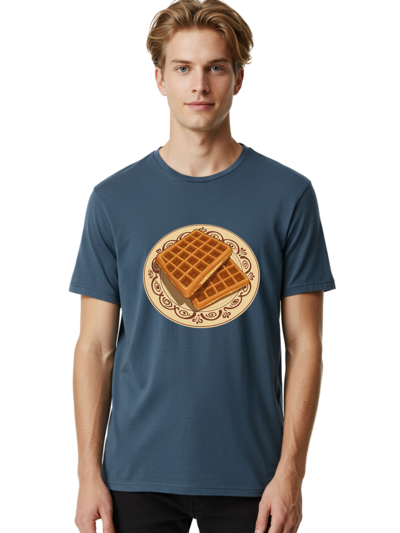 Waffles-On-Plate Men'S Graphic Tee, 100% Cotton, Comfortable Casual Summer Wear, Machine Washable, Vintage Camera, Old Camera, Antique Camera, Black Camera, Classic Photography, Photography Equipment, Nostalgic Device, Film Camera, Camera Art Ban948