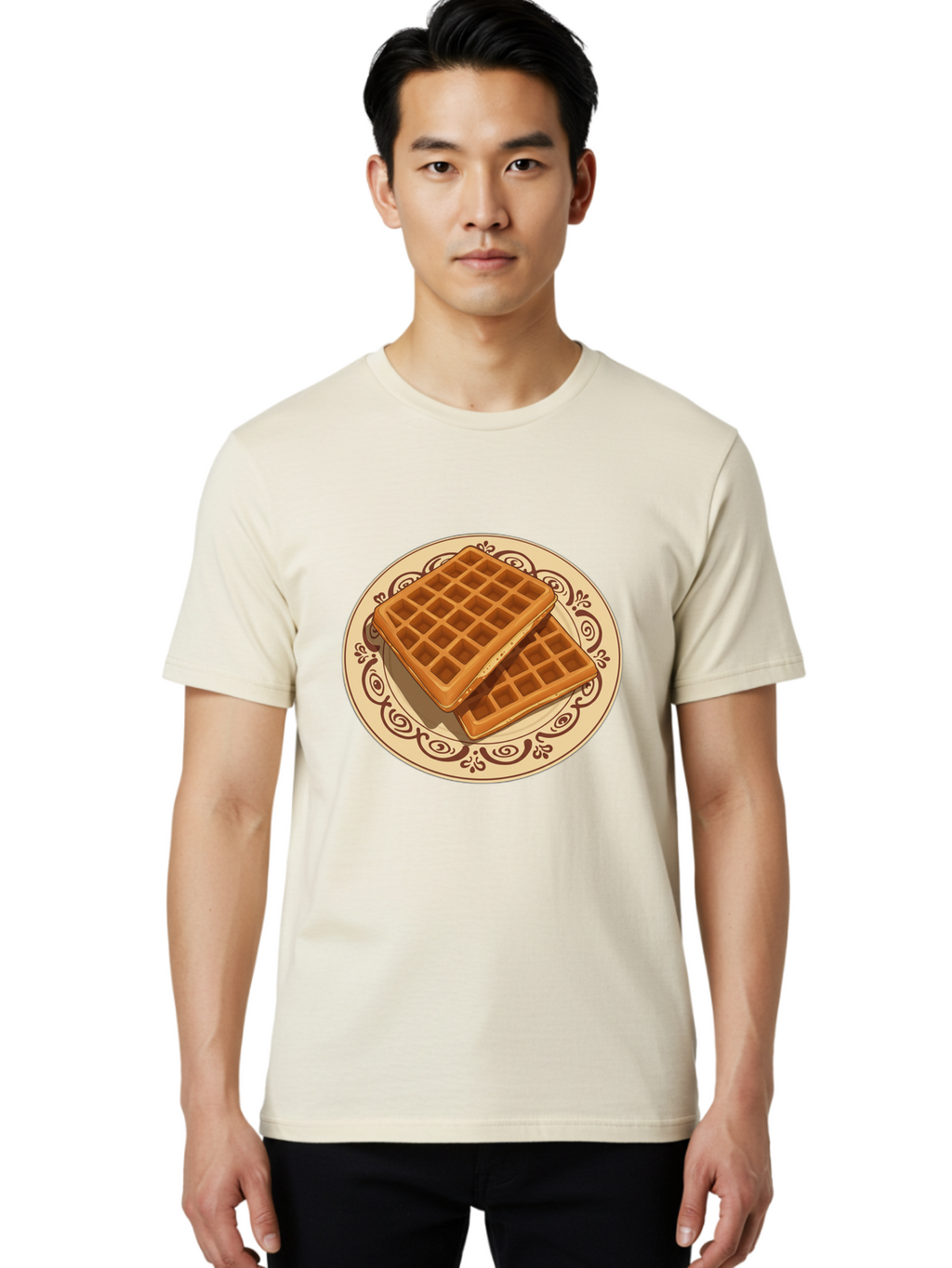 Waffles-On-Plate Men'S Graphic Tee, 100% Cotton, Comfortable Casual Summer Wear, Machine Washable, Vintage Camera, Old Camera, Antique Camera, Black Camera, Classic Photography, Photography Equipment, Nostalgic Device, Film Camera, Camera Art Ban948