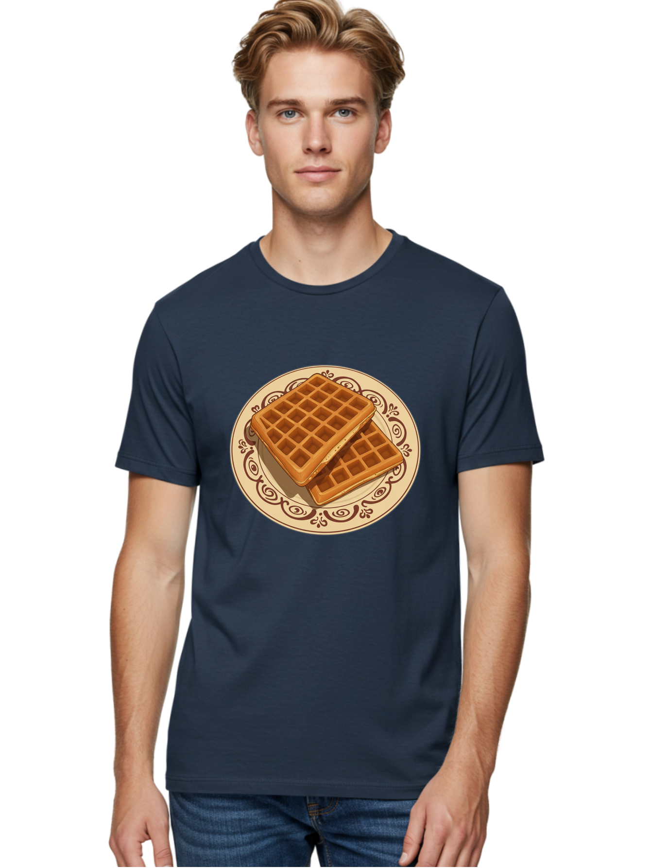 Waffles-On-Plate Men'S Graphic Tee, 100% Cotton, Comfortable Casual Summer Wear, Machine Washable, Vintage Camera, Old Camera, Antique Camera, Black Camera, Classic Photography, Photography Equipment, Nostalgic Device, Film Camera, Camera Art Ban948