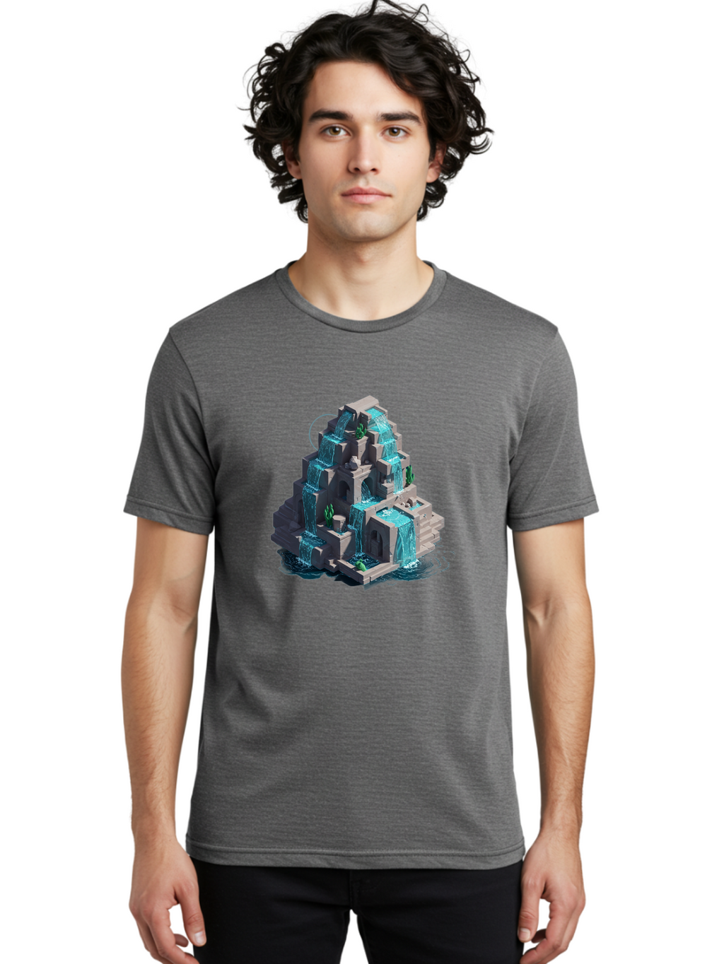 Waterfall-Structure Men'S Graphic Tee, 100% Cotton, Comfortable Casual Summer Wear, Machine Washable, Vintage Camera, Old Camera, Antique Camera, Black Camera, Classic Photography, Photography Equipment, Nostalgic Device, Film Camera, Ban954