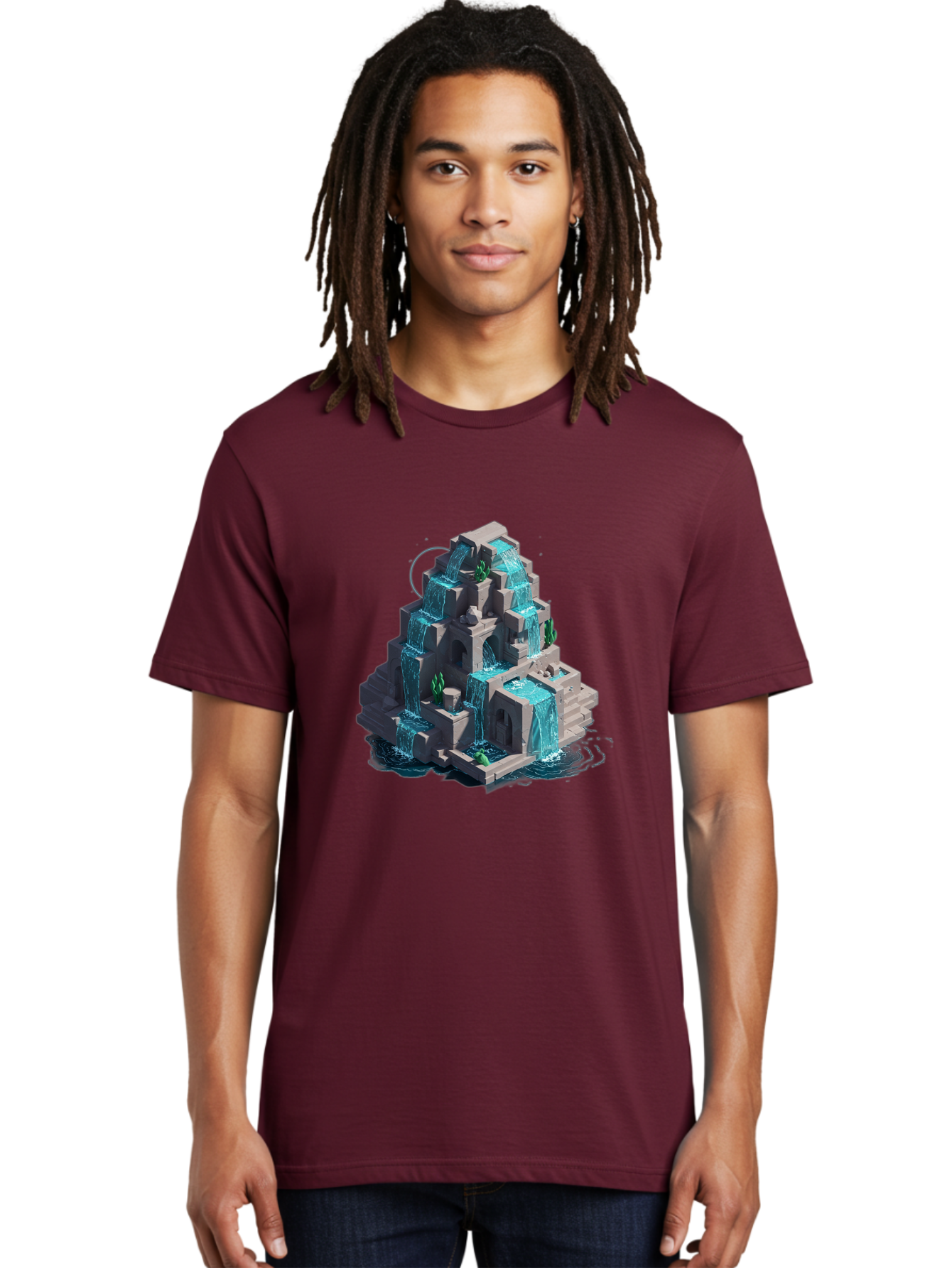 Waterfall-Structure Men'S Graphic Tee, 100% Cotton, Comfortable Casual Summer Wear, Machine Washable, Vintage Camera, Old Camera, Antique Camera, Black Camera, Classic Photography, Photography Equipment, Nostalgic Device, Film Camera, Ban954