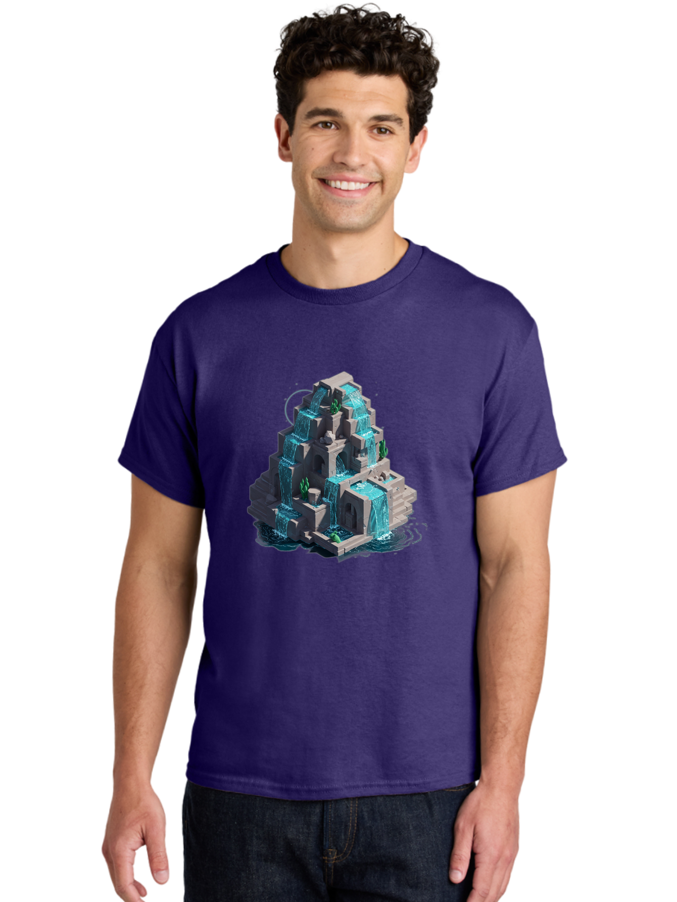 Waterfall-Structure Men'S Graphic Tee, 100% Cotton, Comfortable Casual Summer Wear, Machine Washable, Vintage Camera, Old Camera, Antique Camera, Black Camera, Classic Photography, Photography Equipment, Nostalgic Device, Film Camera, Ban954