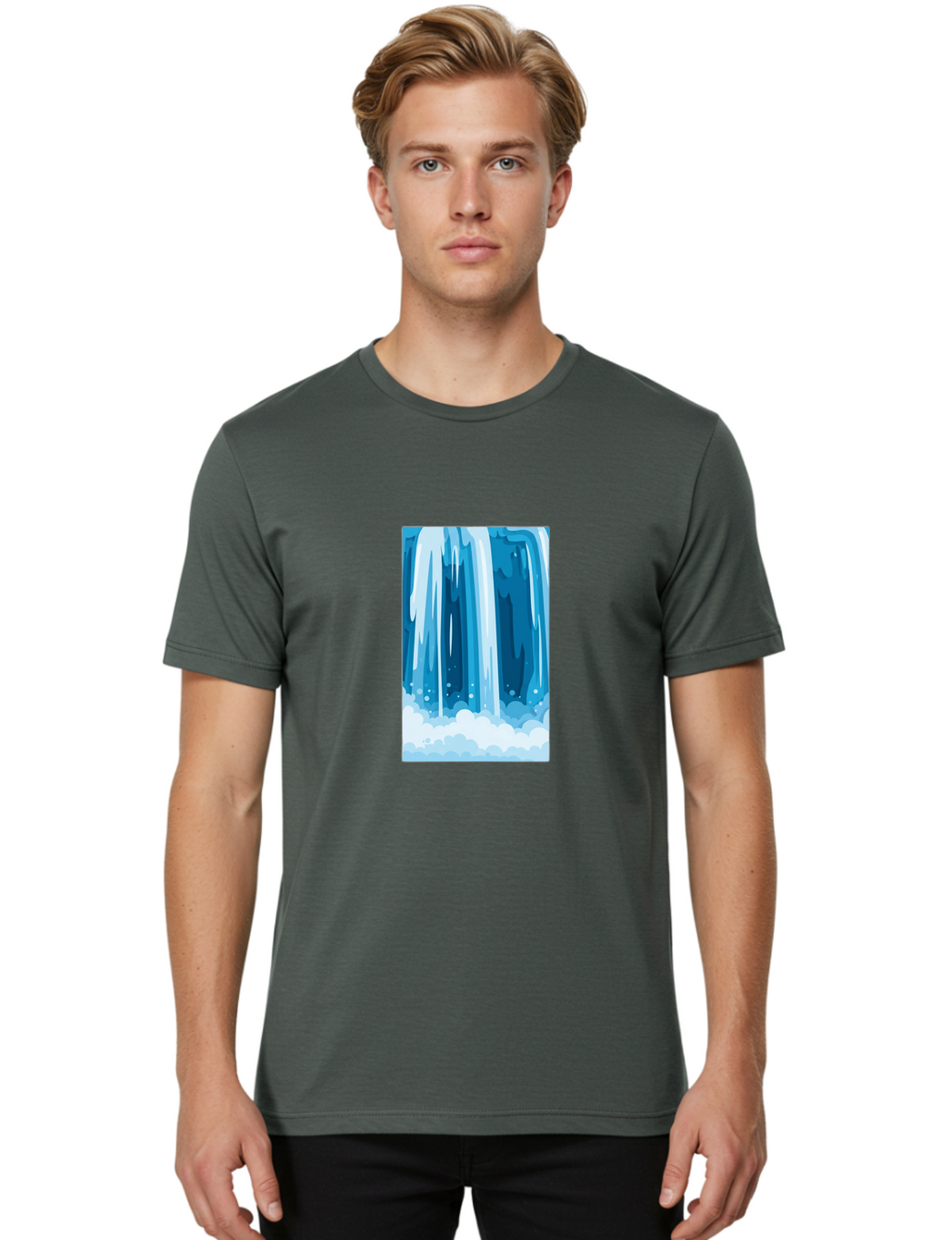 Waterfall Men'S Graphic Tee, 100% Cotton, Comfortable Casual Summer Wear, Machine Washable, Vintage Camera, Old Camera, Antique Camera, Black Camera, Classic Photography, Photography Equipment, Nostalgic Device, Film Camera, Camera Art Ban955