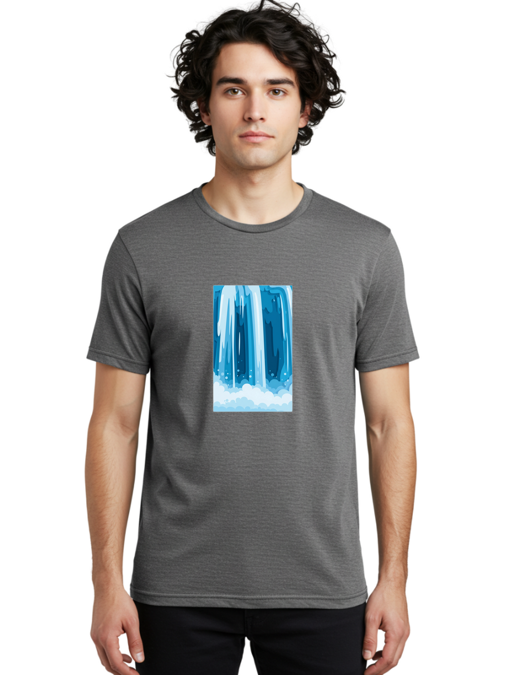 Waterfall Men'S Graphic Tee, 100% Cotton, Comfortable Casual Summer Wear, Machine Washable, Vintage Camera, Old Camera, Antique Camera, Black Camera, Classic Photography, Photography Equipment, Nostalgic Device, Film Camera, Camera Art Ban955