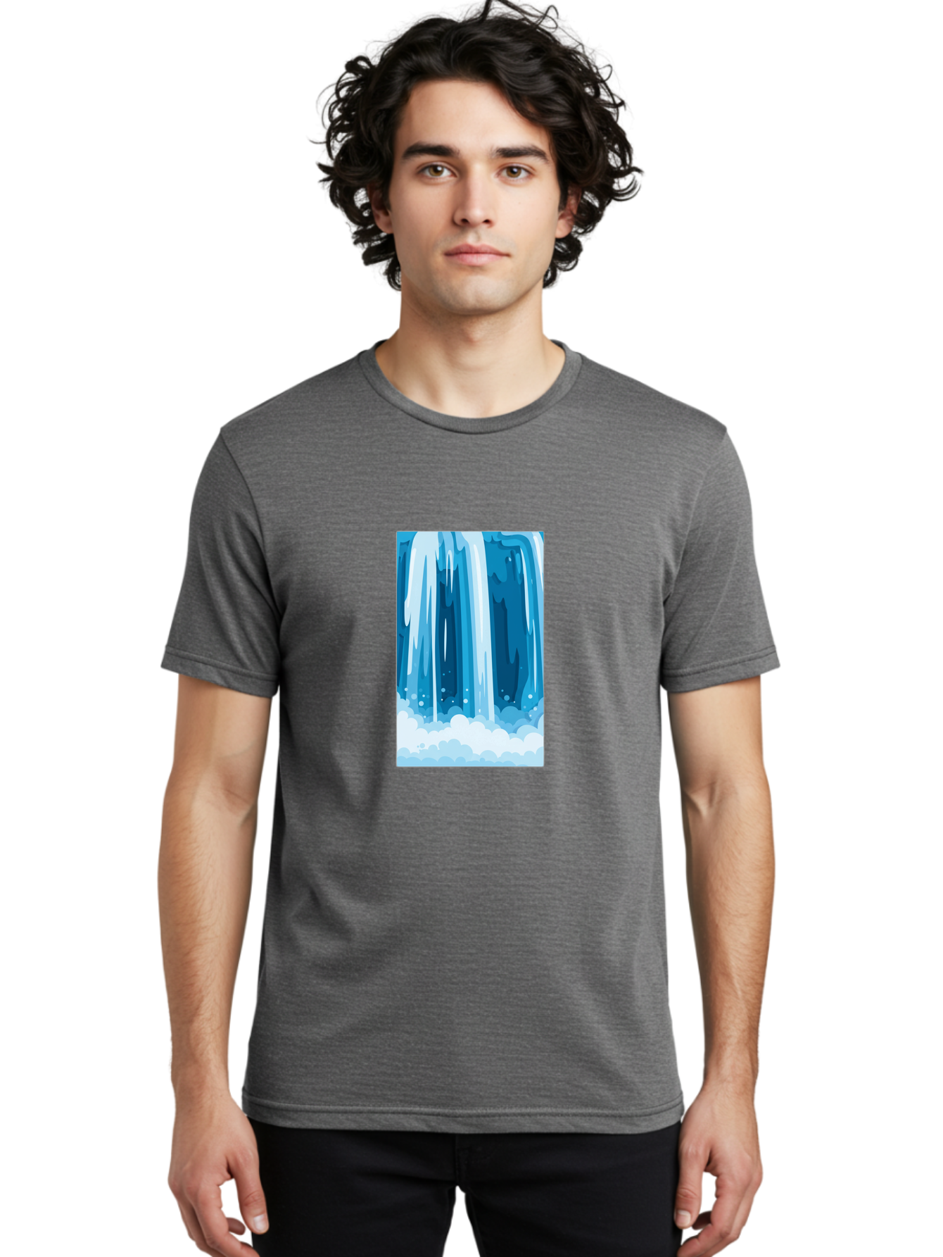 Waterfall Men'S Graphic Tee, 100% Cotton, Comfortable Casual Summer Wear, Machine Washable, Vintage Camera, Old Camera, Antique Camera, Black Camera, Classic Photography, Photography Equipment, Nostalgic Device, Film Camera, Camera Art Ban955