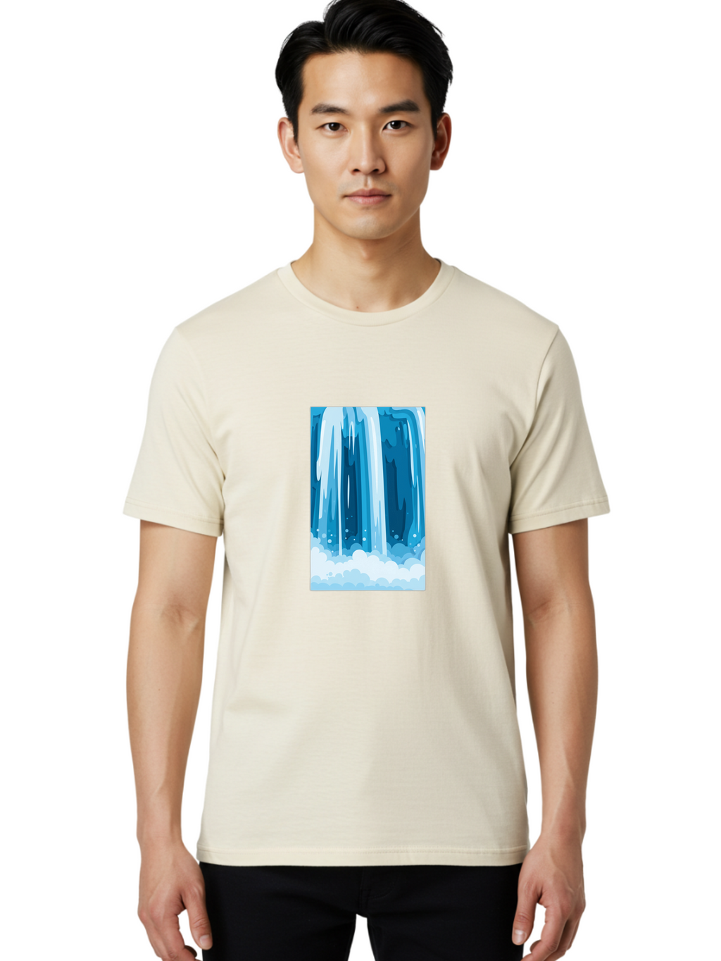 Waterfall Men'S Graphic Tee, 100% Cotton, Comfortable Casual Summer Wear, Machine Washable, Vintage Camera, Old Camera, Antique Camera, Black Camera, Classic Photography, Photography Equipment, Nostalgic Device, Film Camera, Camera Art Ban955