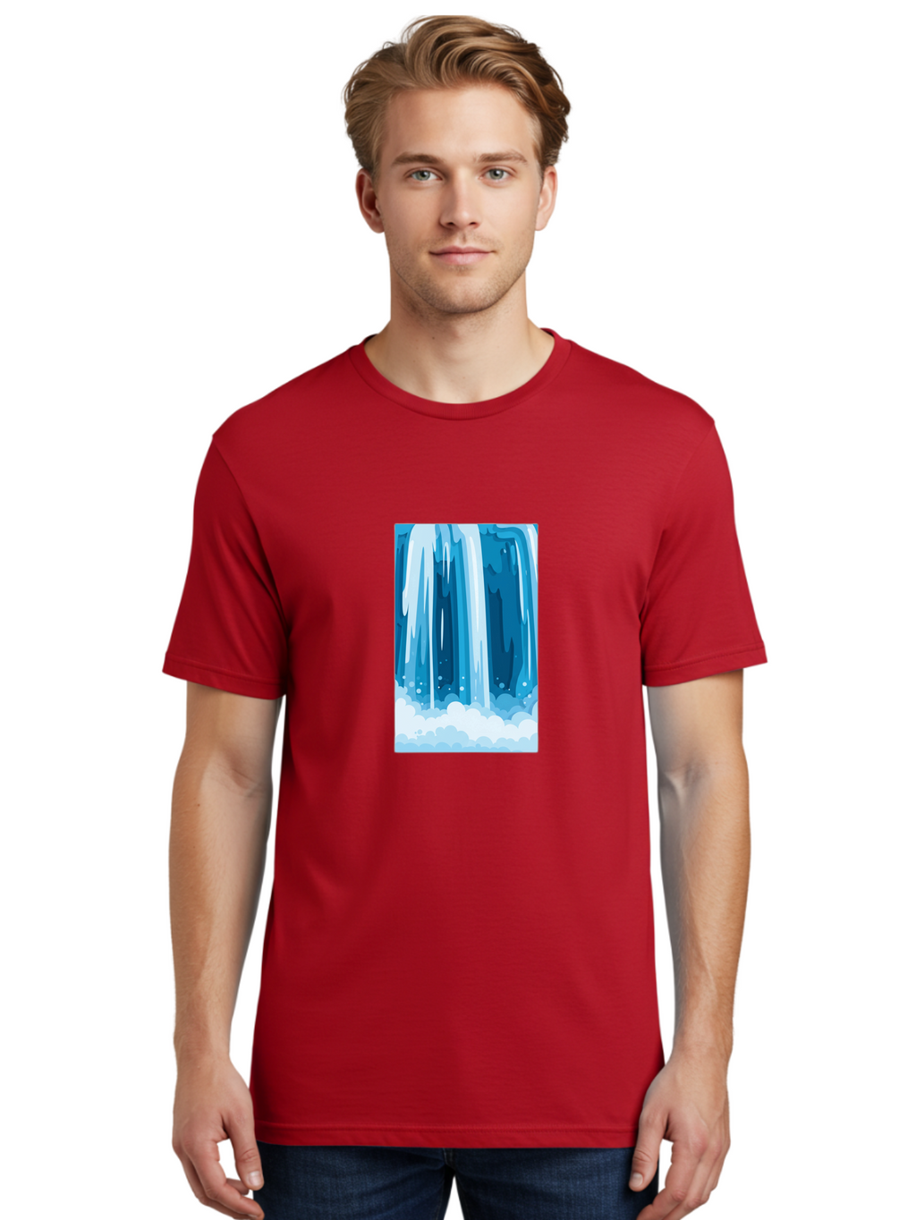 Waterfall Men'S Graphic Tee, 100% Cotton, Comfortable Casual Summer Wear, Machine Washable, Vintage Camera, Old Camera, Antique Camera, Black Camera, Classic Photography, Photography Equipment, Nostalgic Device, Film Camera, Camera Art Ban955