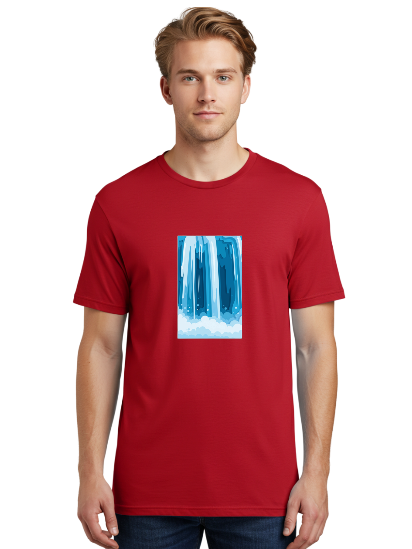Waterfall Men'S Graphic Tee, 100% Cotton, Comfortable Casual Summer Wear, Machine Washable, Vintage Camera, Old Camera, Antique Camera, Black Camera, Classic Photography, Photography Equipment, Nostalgic Device, Film Camera, Camera Art Ban955