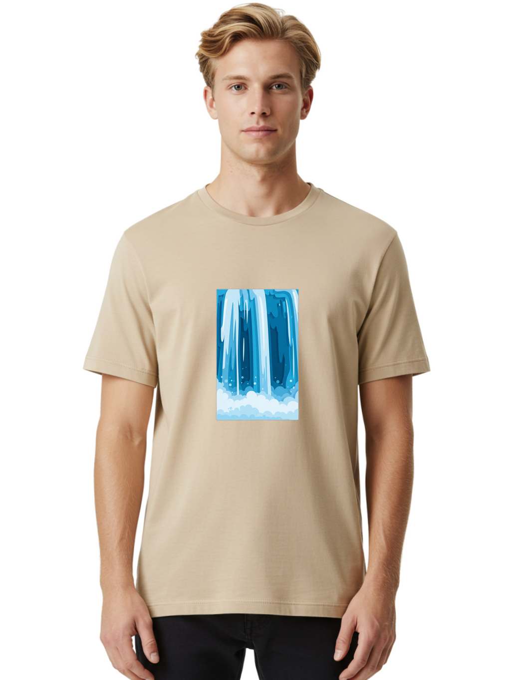 Waterfall Men'S Graphic Tee, 100% Cotton, Comfortable Casual Summer Wear, Machine Washable, Vintage Camera, Old Camera, Antique Camera, Black Camera, Classic Photography, Photography Equipment, Nostalgic Device, Film Camera, Camera Art Ban955