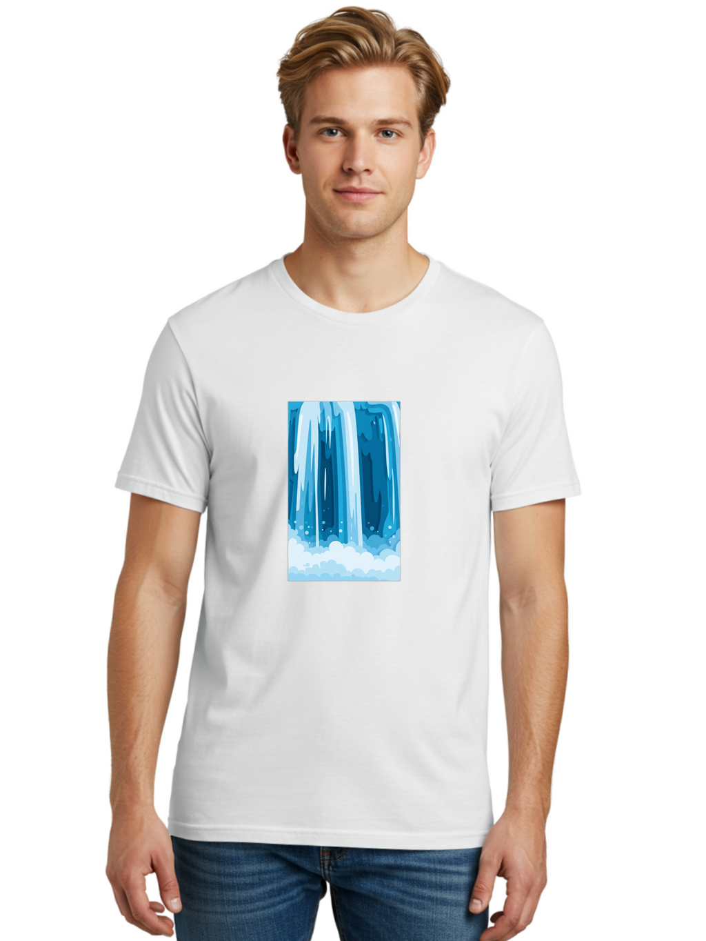 Waterfall Men'S Graphic Tee, 100% Cotton, Comfortable Casual Summer Wear, Machine Washable, Vintage Camera, Old Camera, Antique Camera, Black Camera, Classic Photography, Photography Equipment, Nostalgic Device, Film Camera, Camera Art Ban955