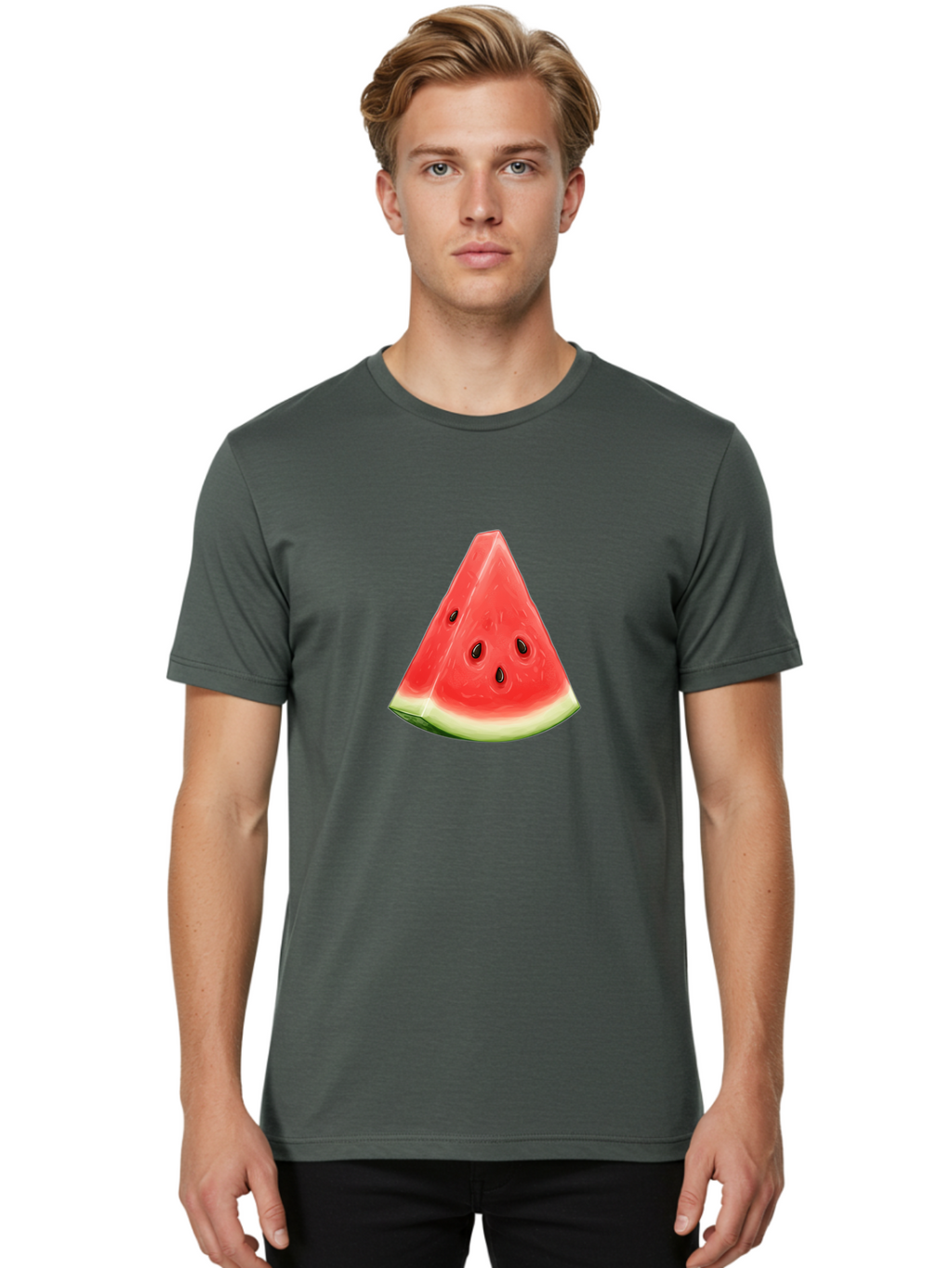 Watermelon-Slice Men'S Graphic Tee, 100% Cotton, Comfortable Casual Summer Wear, Machine Washable, Vintage Camera, Old Camera, Antique Camera, Black Camera, Classic Photography, Photography Equipment, Nostalgic Device, Film Camera, Camera Art Ban967