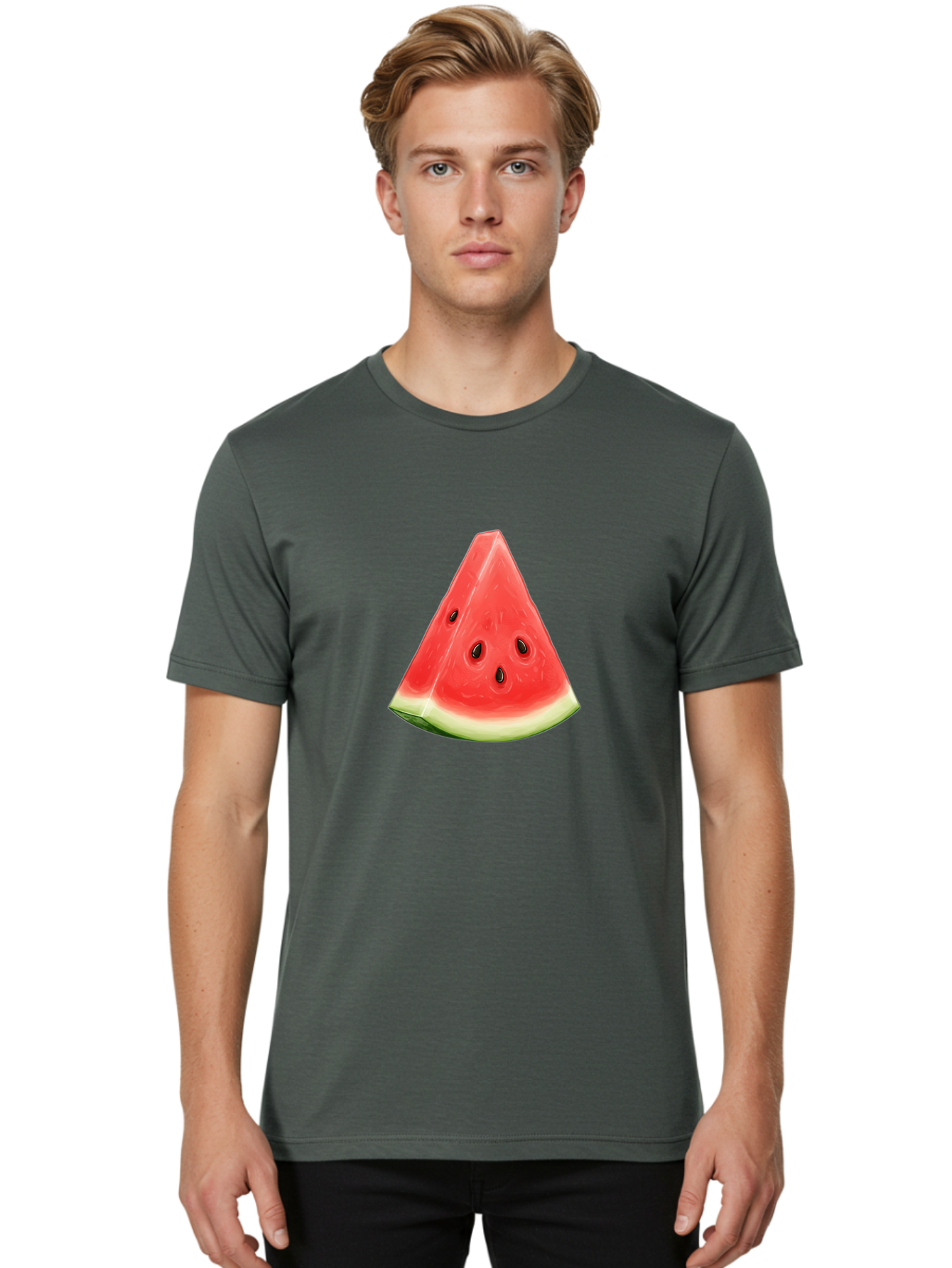 Watermelon-Slice Men'S Graphic Tee, 100% Cotton, Comfortable Casual Summer Wear, Machine Washable, Vintage Camera, Old Camera, Antique Camera, Black Camera, Classic Photography, Photography Equipment, Nostalgic Device, Film Camera, Camera Art Ban967