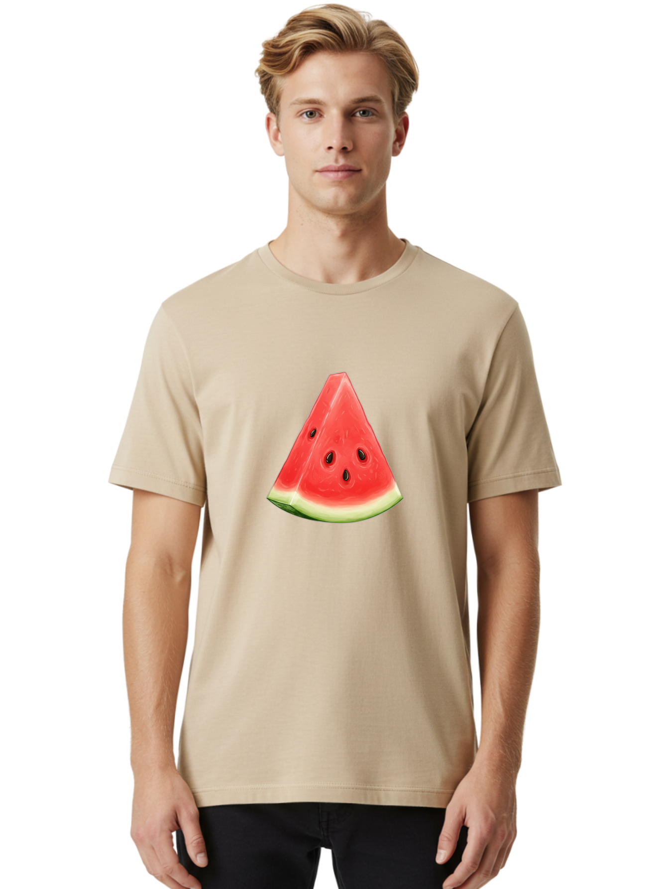 Watermelon-Slice Men'S Graphic Tee, 100% Cotton, Comfortable Casual Summer Wear, Machine Washable, Vintage Camera, Old Camera, Antique Camera, Black Camera, Classic Photography, Photography Equipment, Nostalgic Device, Film Camera, Camera Art Ban967